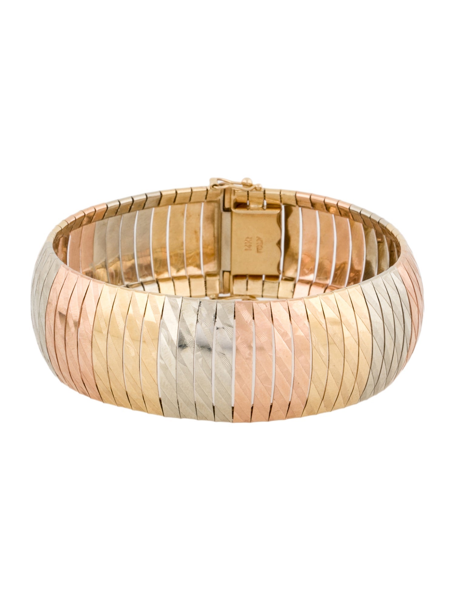 Bracelet 14K Tri-Color Textured Omega