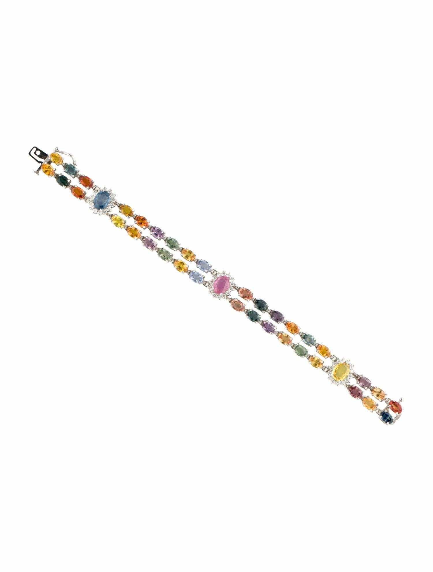 Bracelet 14K 27.00ctw Sapphire & Diamond Tennis Link