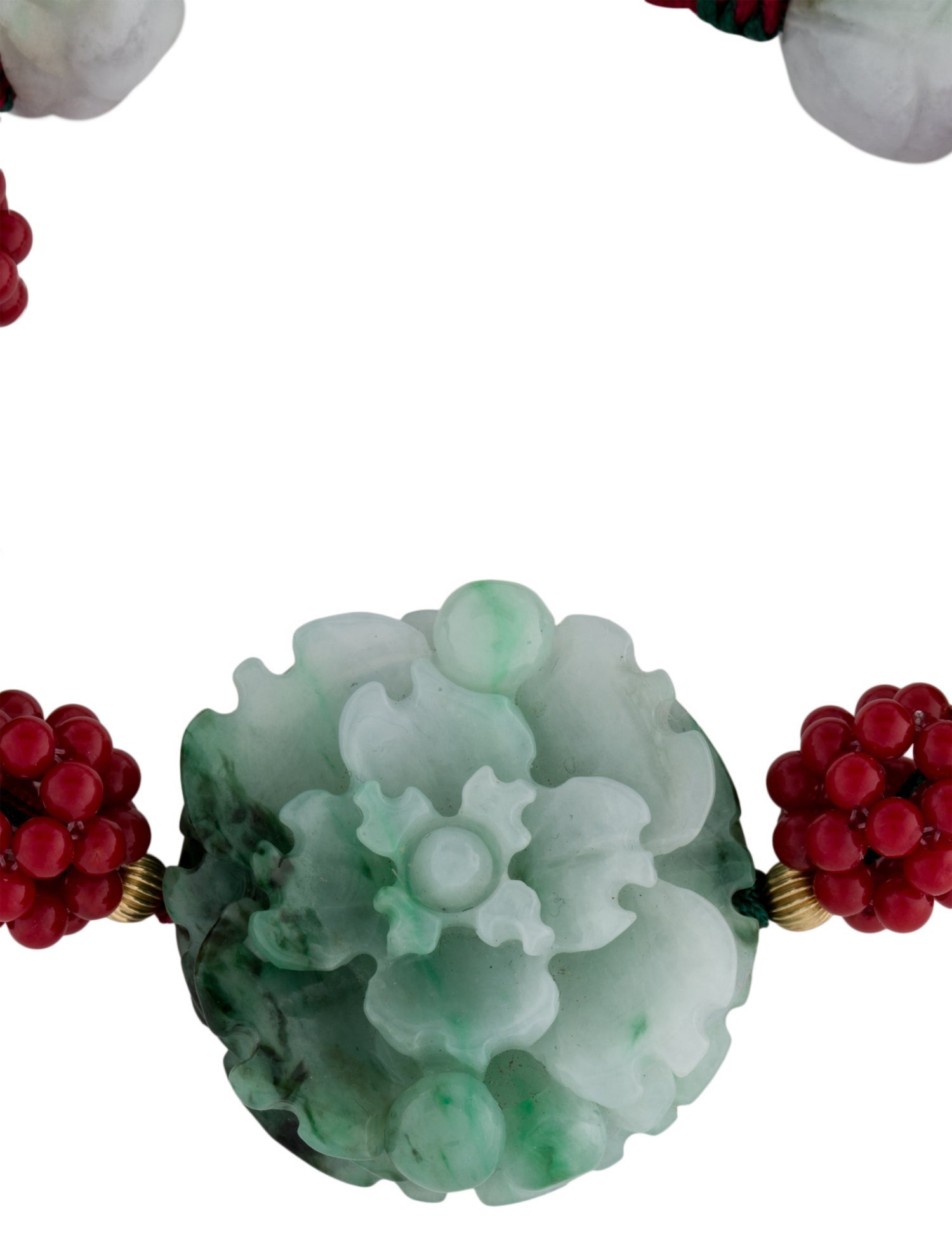 Bracelet 14K Dyed Coral, Quartzite & Jadeite Bead