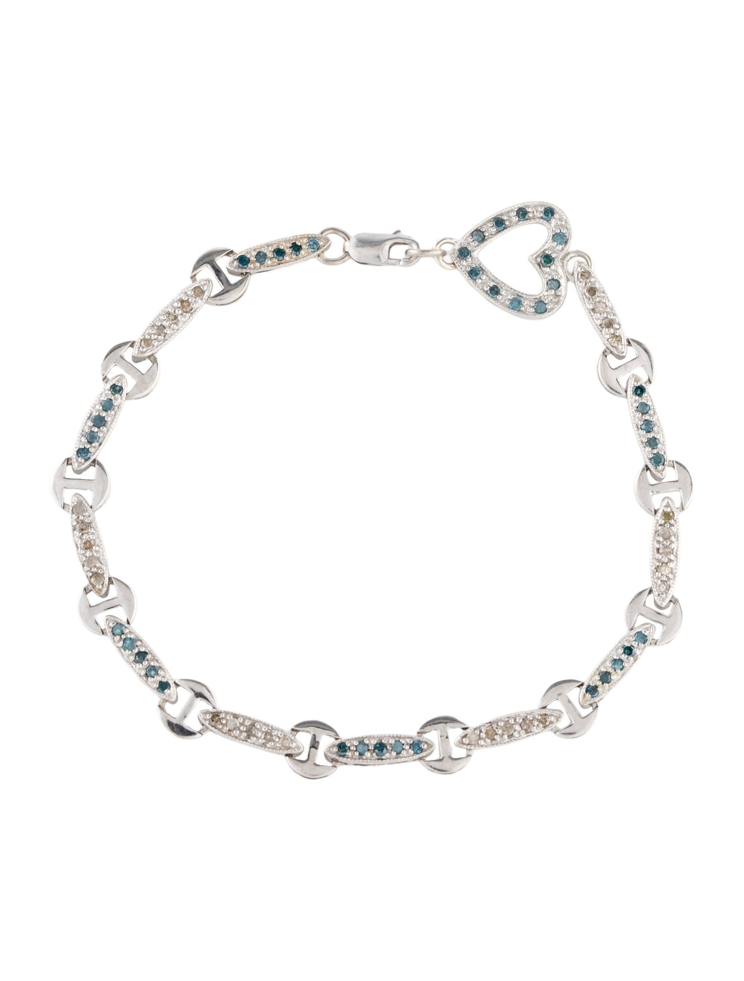 Bracelet 14K 1.00ctw Color-Enhanced Diamond Heart Motif Link