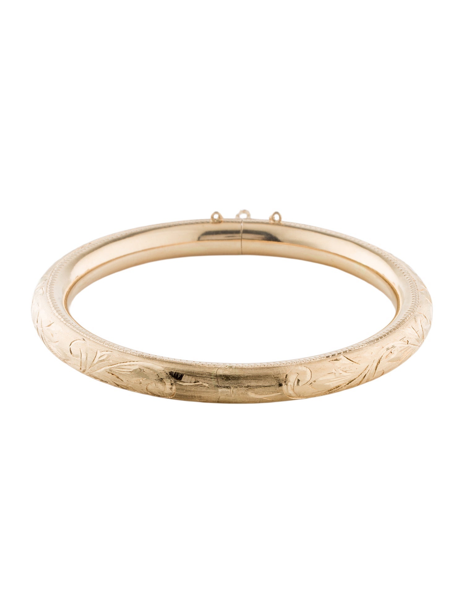 Bracelet 14K Engraved Hinged Bangle