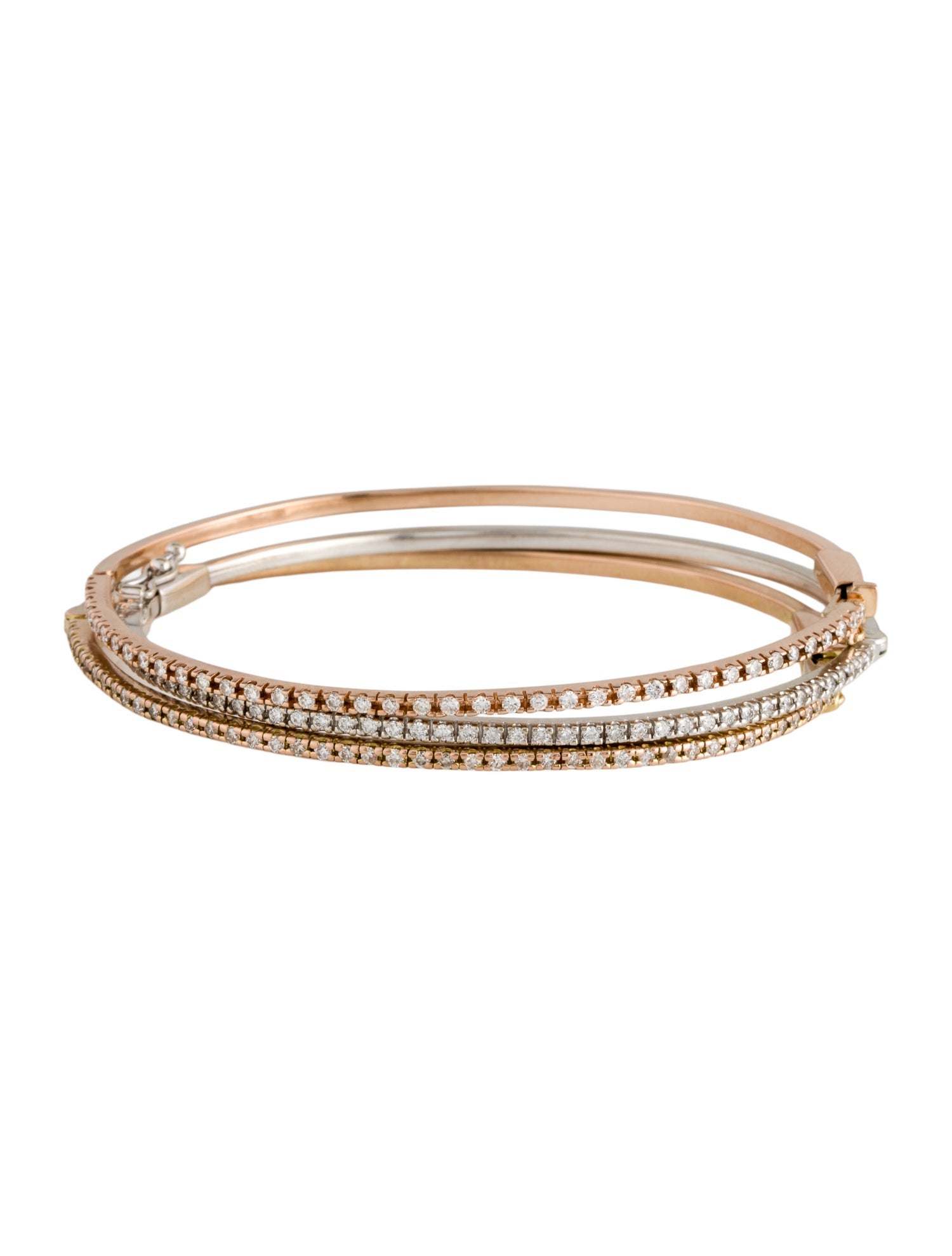 Bracelet 14K 1.96ctw Diamond Hinged Bangle Set of 3