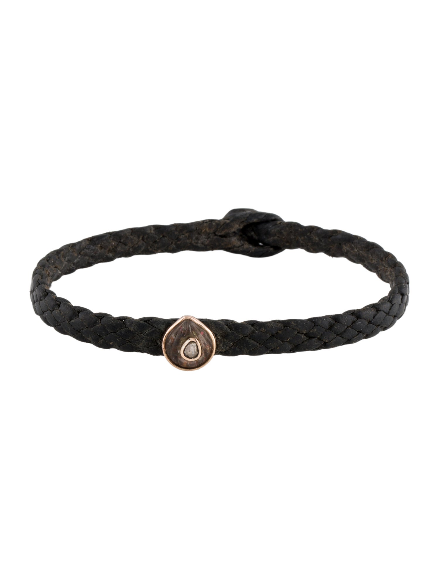 Bracelet 18K Sunstone & Diamond Leather