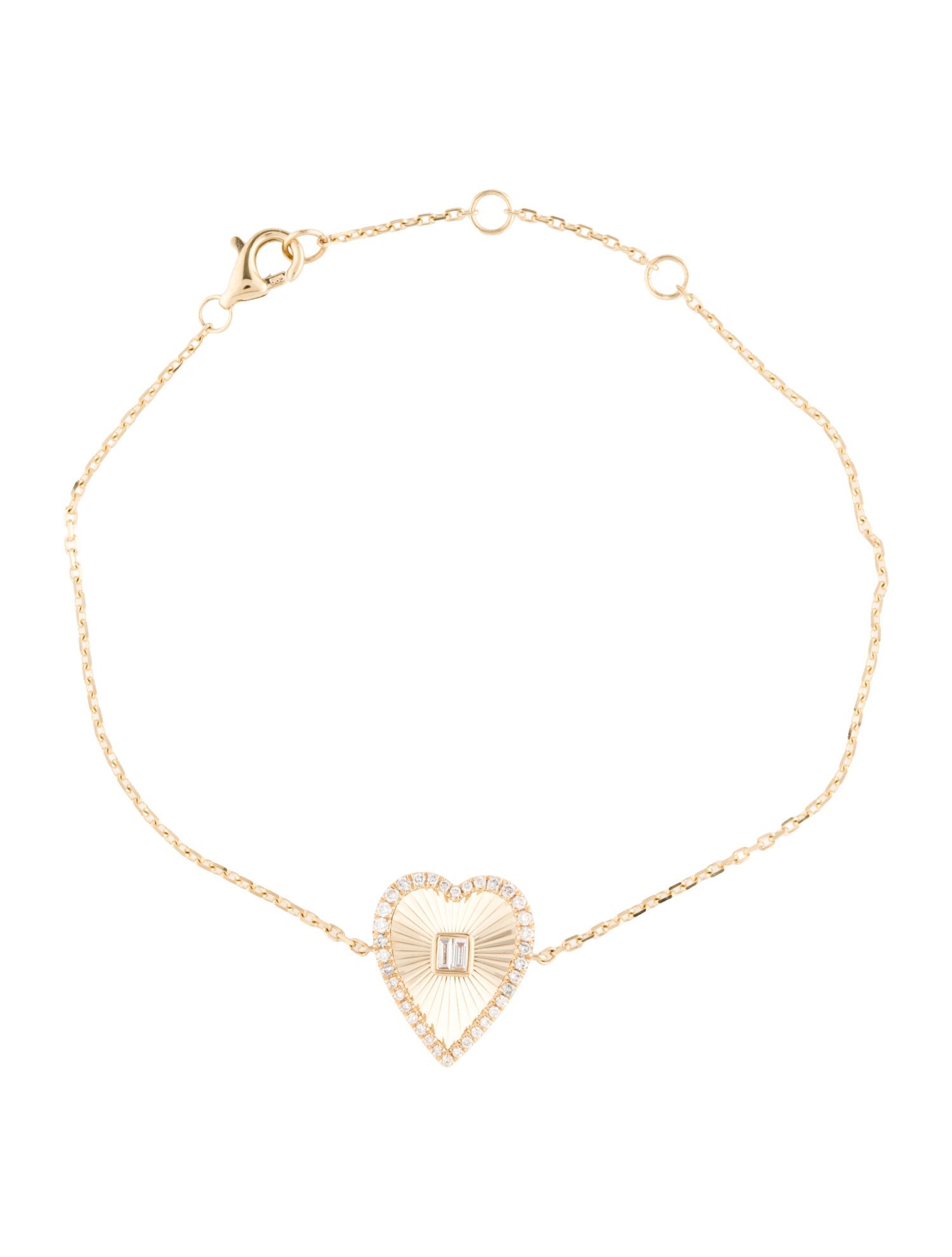 Bracelet 14K Diamond Heart Station Bracelet