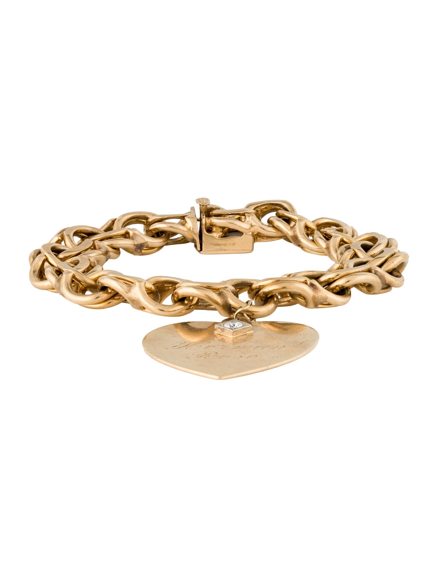 Bracelet Vintage 14K Diamond Large Heart Charm