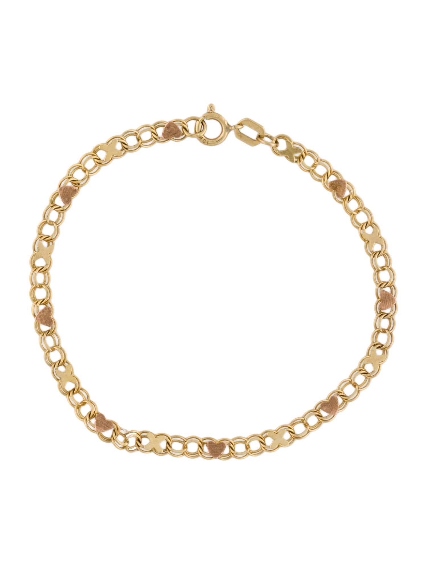 Bracelet 10K Hearts & Xs Station Bracelet