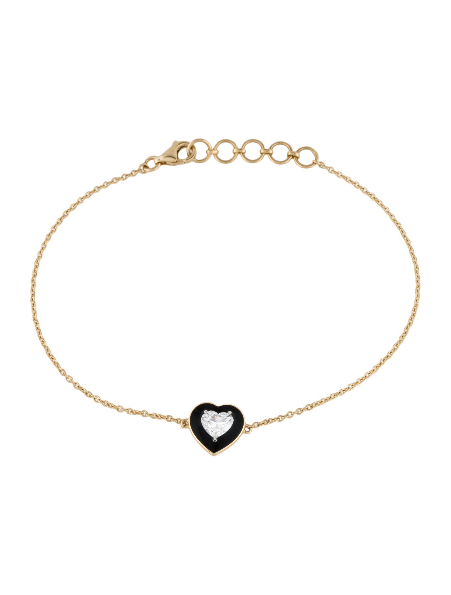 Bracelet 18K Diamond & Enamel Heart Station