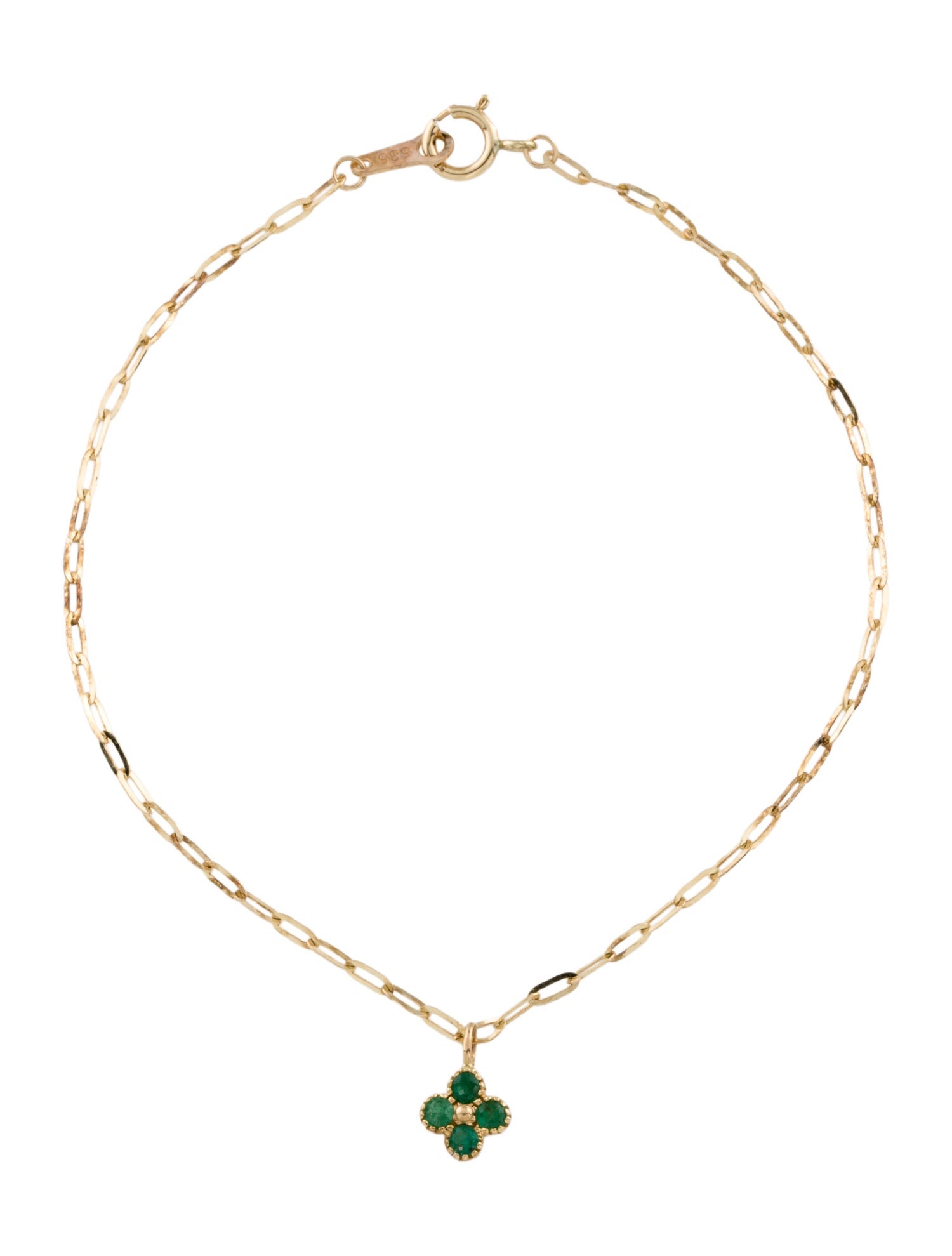 Bracelet 14K Emerald Charm
