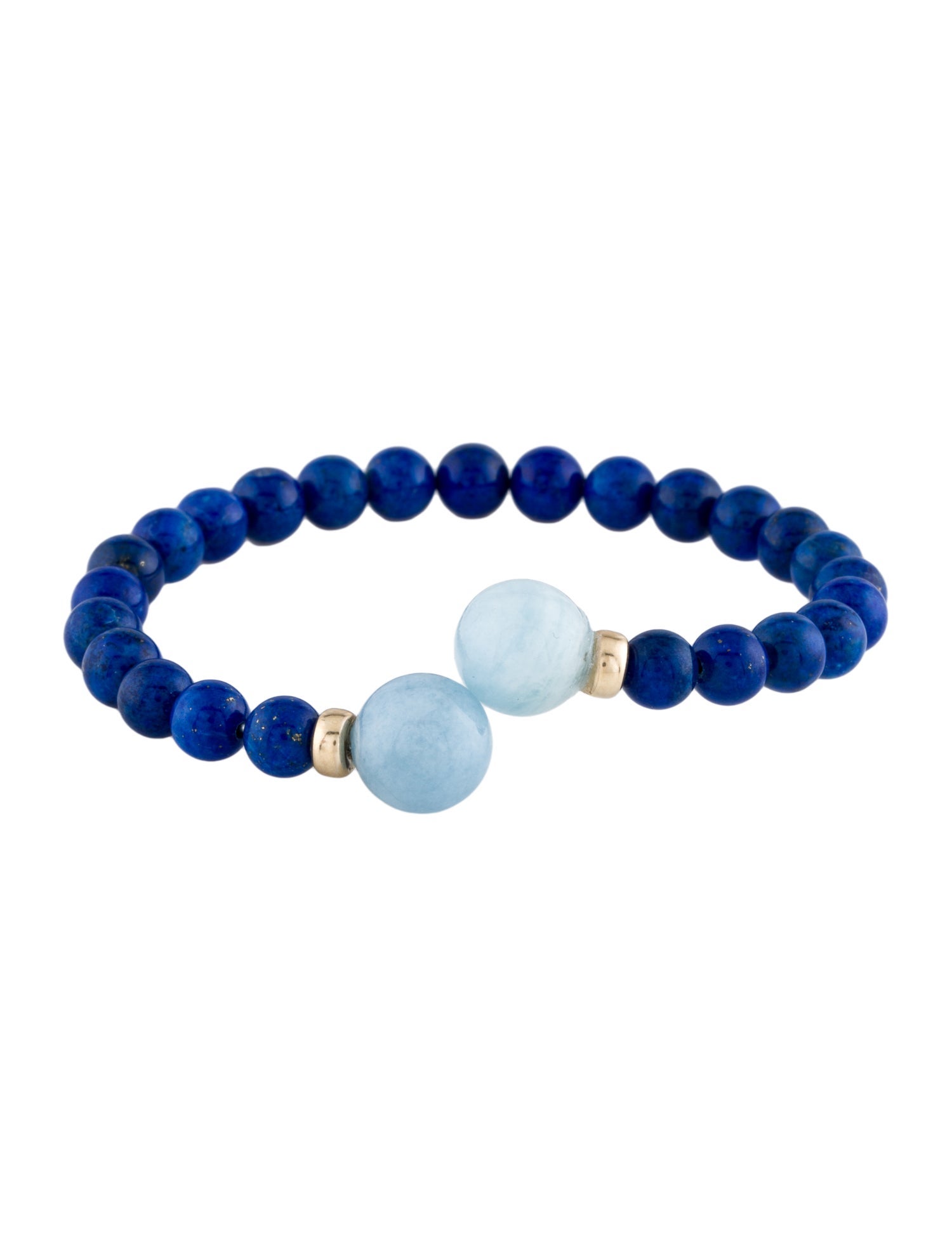 Bracelet 14K Aquamarine & Lapis Lazuli Bead Cuff
