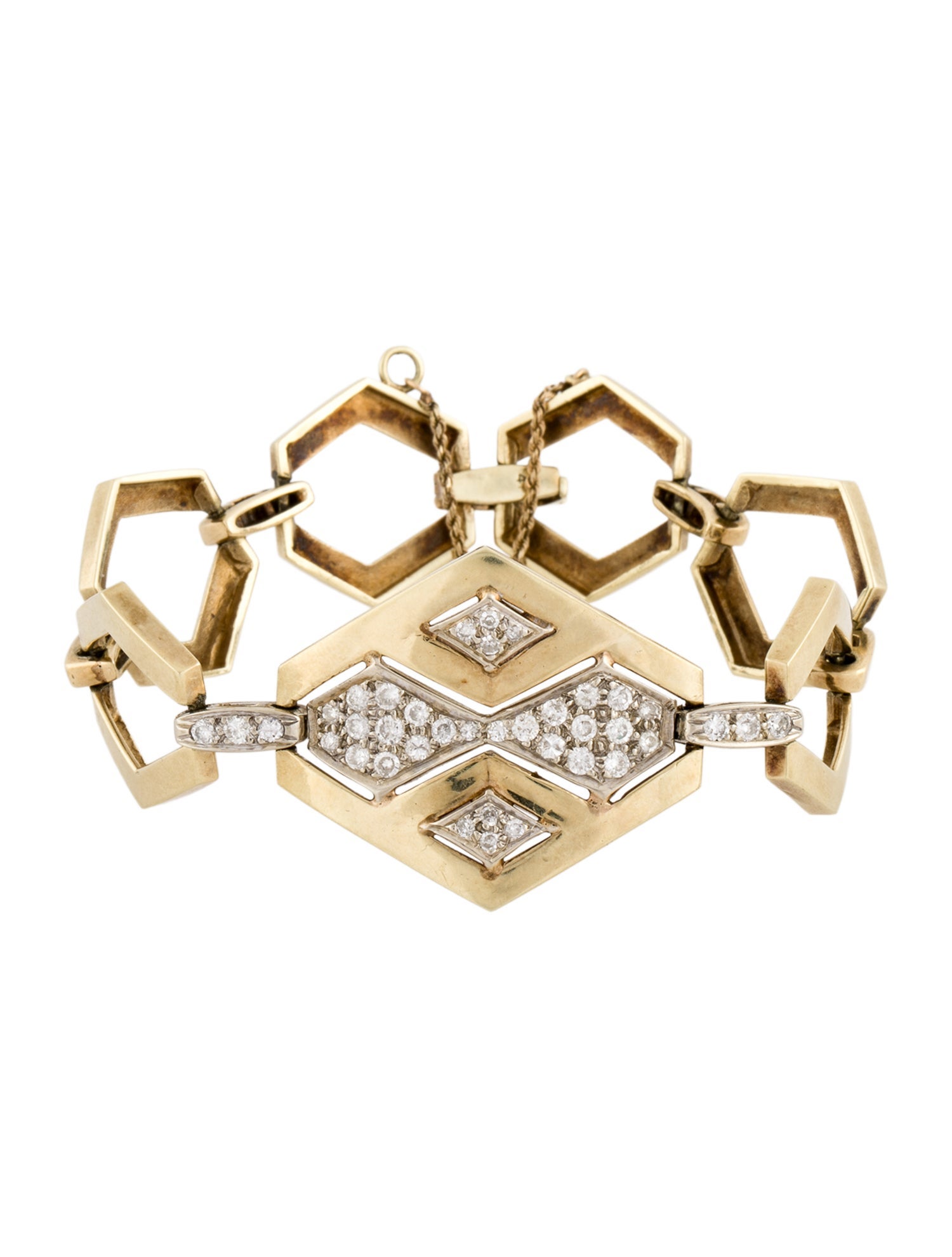 Bracelet Vintage 14K Diamond Geometric Link