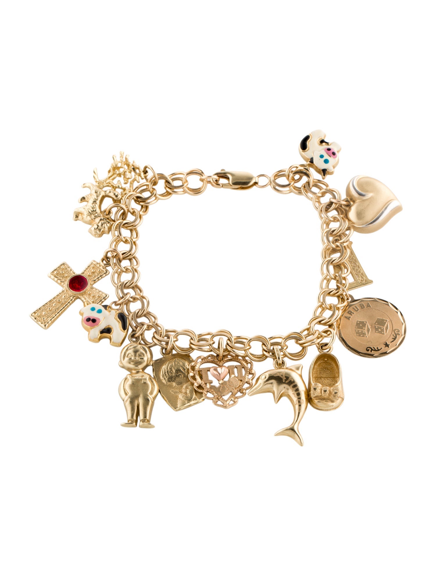 Bracelet 14K Enamel Charm Link