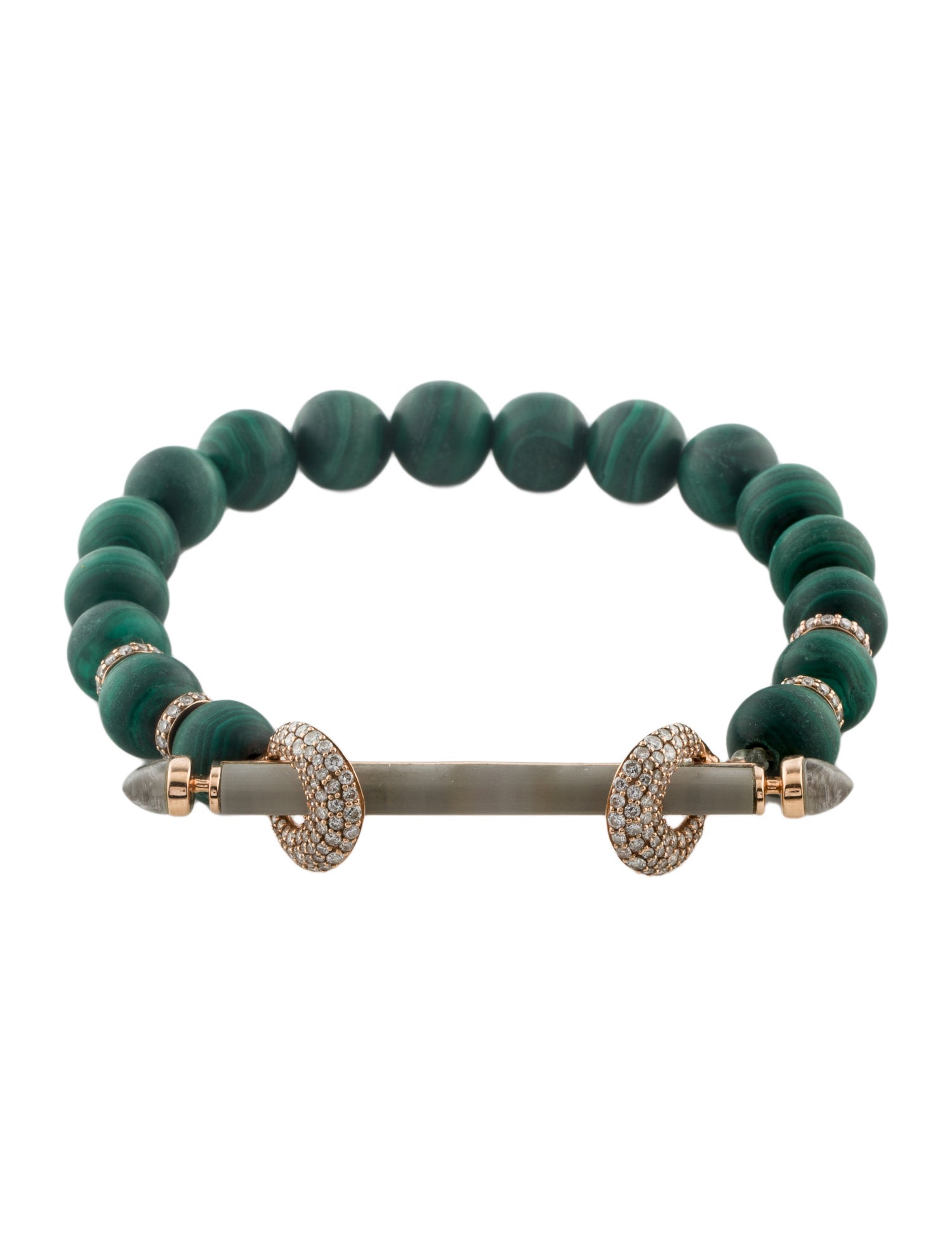 ANANYA 18K 1.22ctw Diamond, Malachite & Quartz Chakra Bead Bracelet