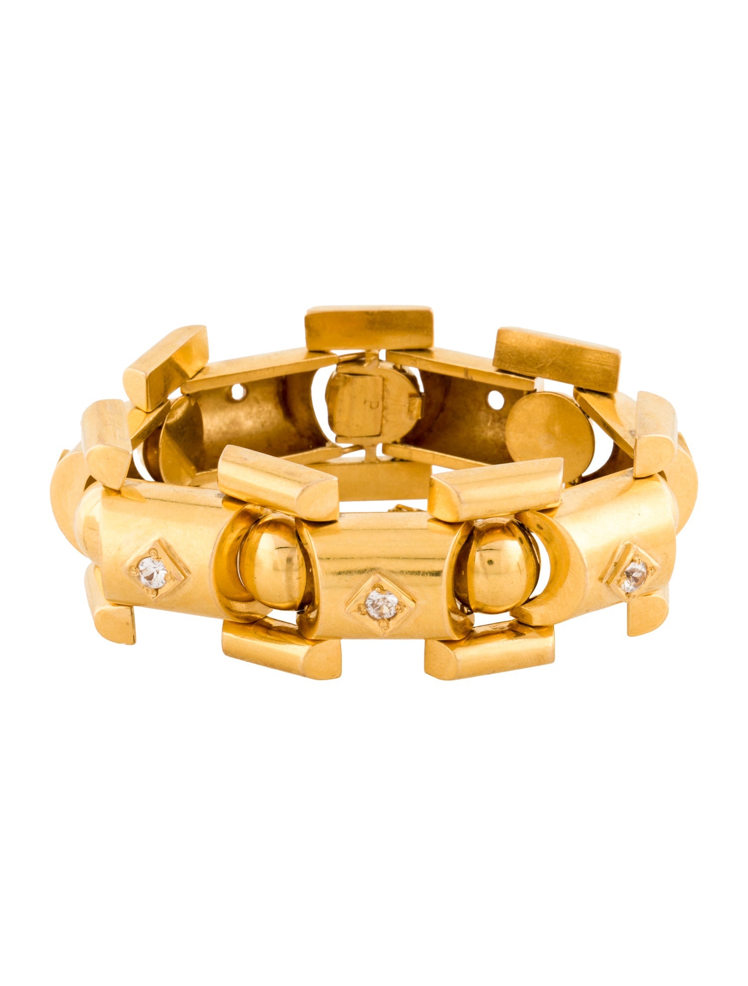 Bracelet 18K 1.20ctw Synthetic Sapphire Tank Track Link