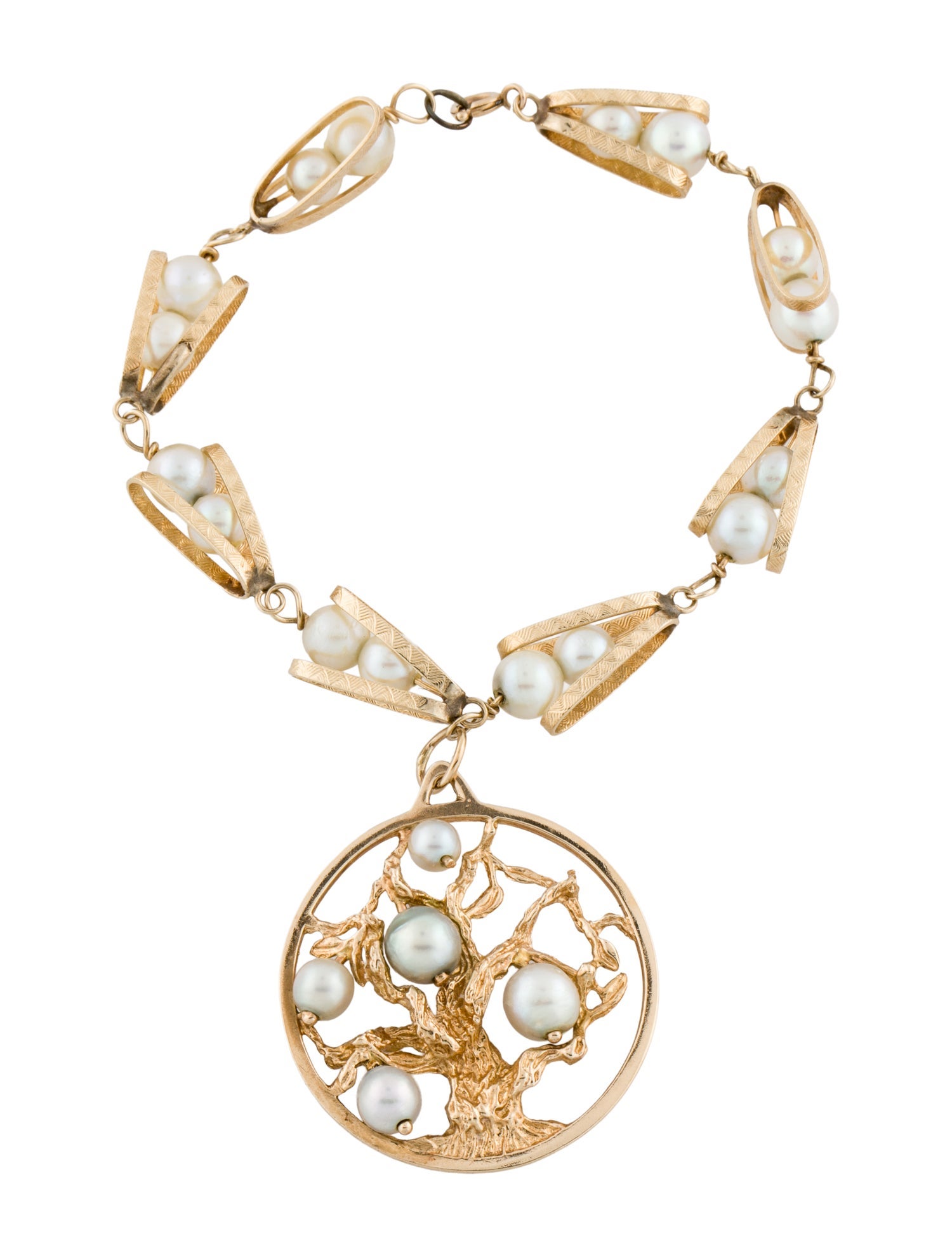 Bracelet 14K Cultured Pearl Tree Charm Link