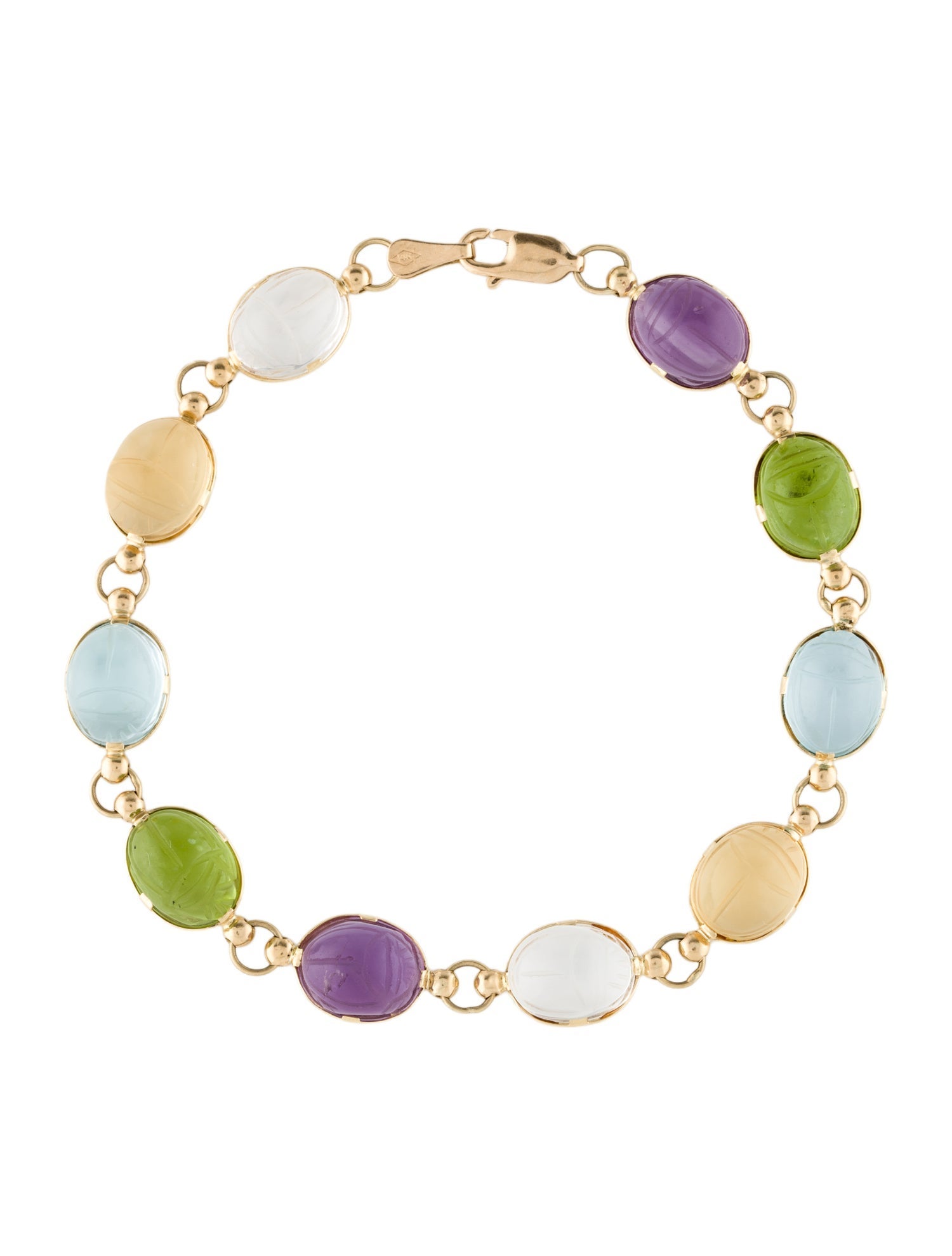 Bracelet 14K Multi-Stone Scarab Link