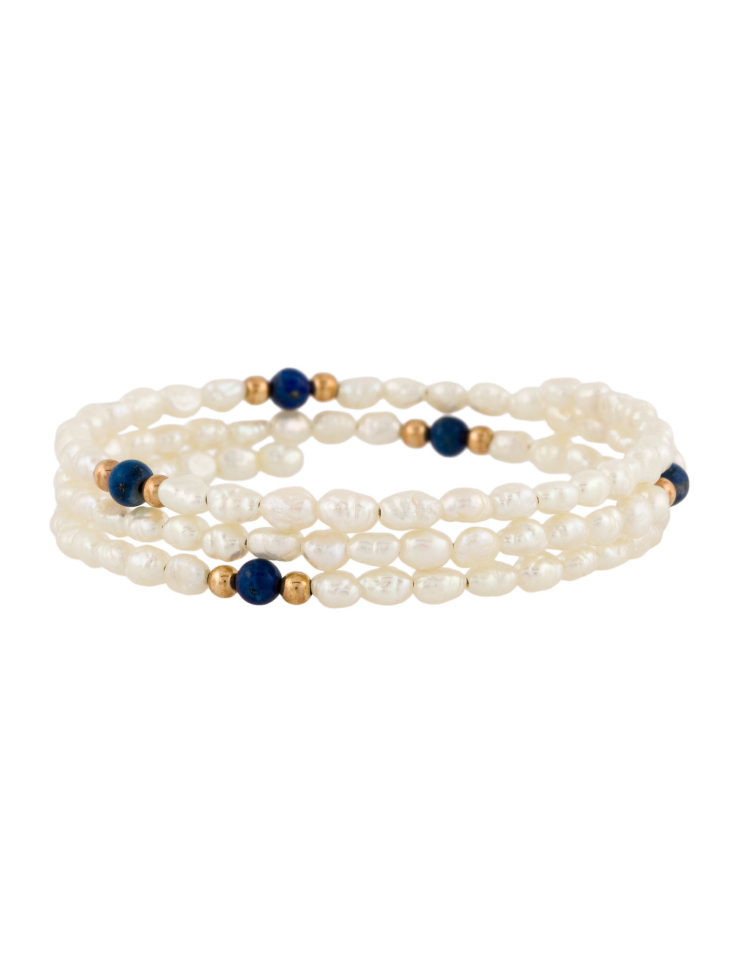 Bracelet 14K Pearl & Lapis Lazuli Bead Wrap