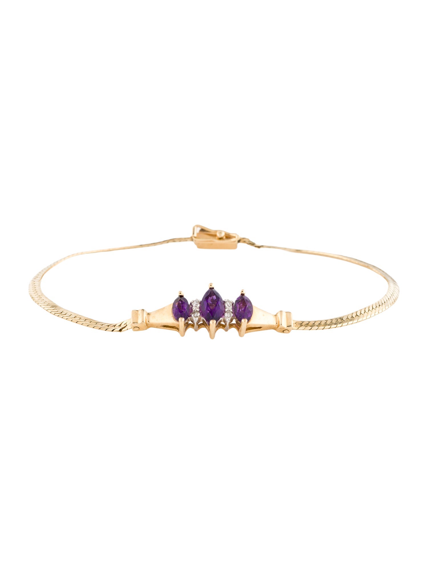 Bracelet 14K Amethyst & Diamond Station