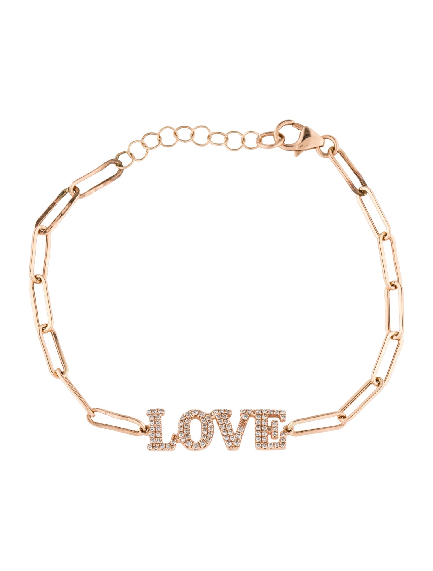 Bracelet 14K Diamond Love Paperclip