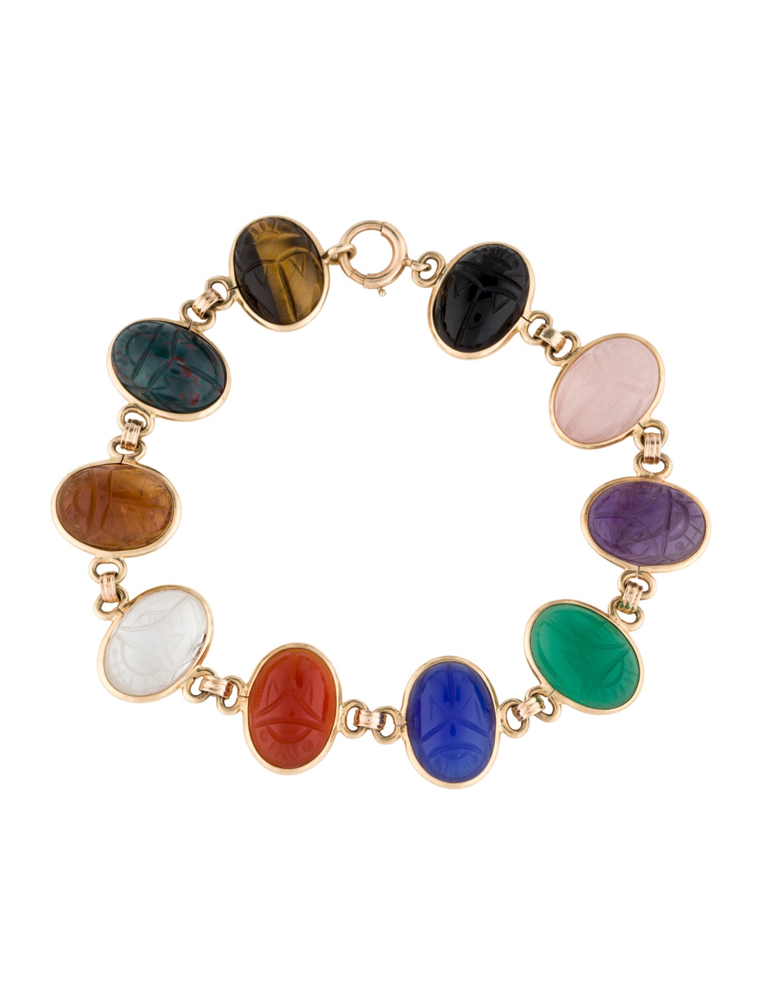 Bracelet 14K Multi-Stone Scarab Link