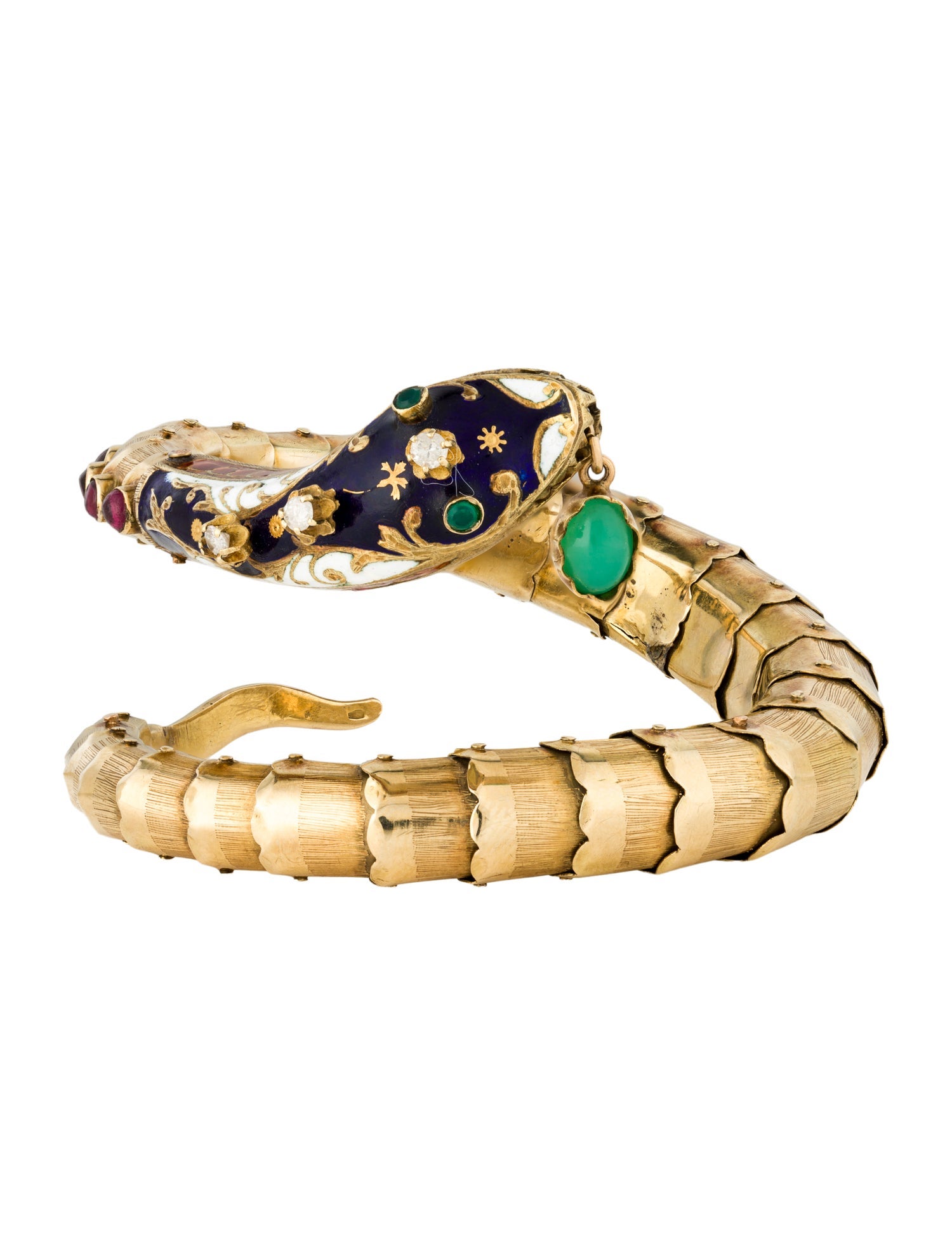 Bracelet Vintage 14K Multi-Stone & Diamond Snake Wrap Bracelet