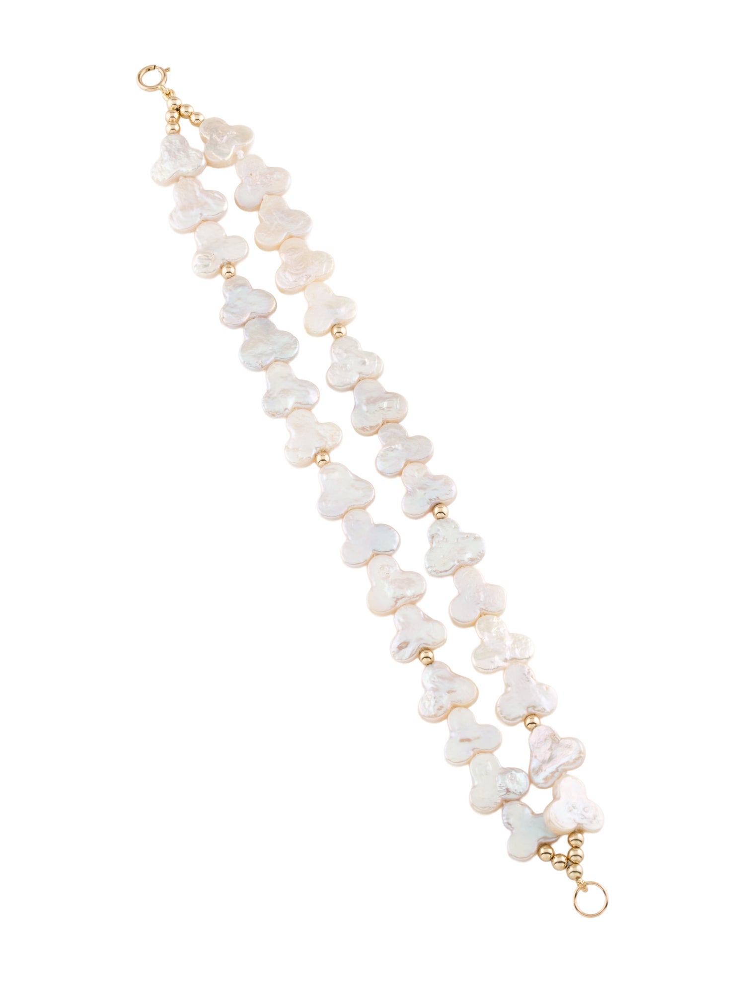 Bracelet 14K Pearl Clover Double Strand Bead
