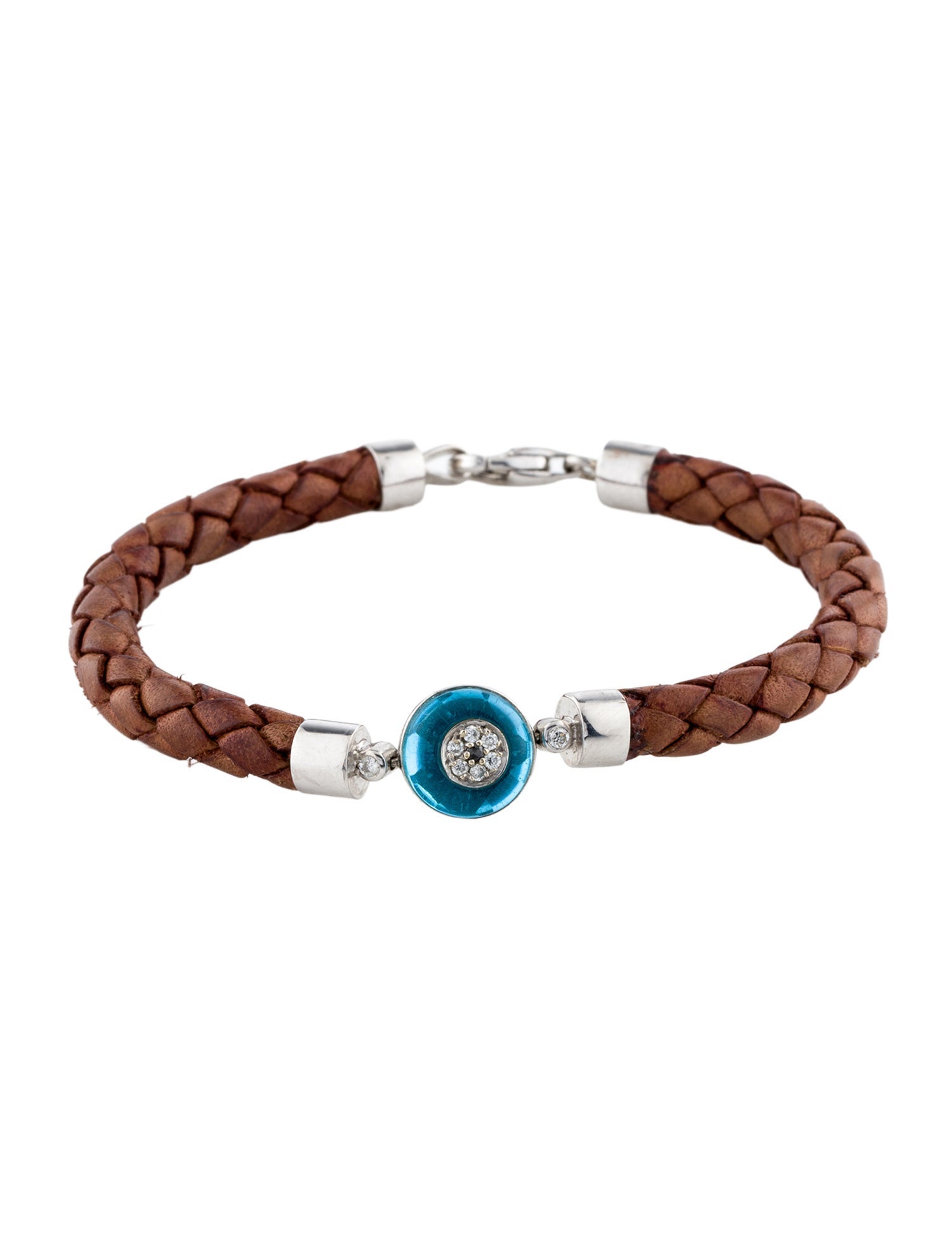 Bracelet 18K Diamond, Leather, & Glass Station