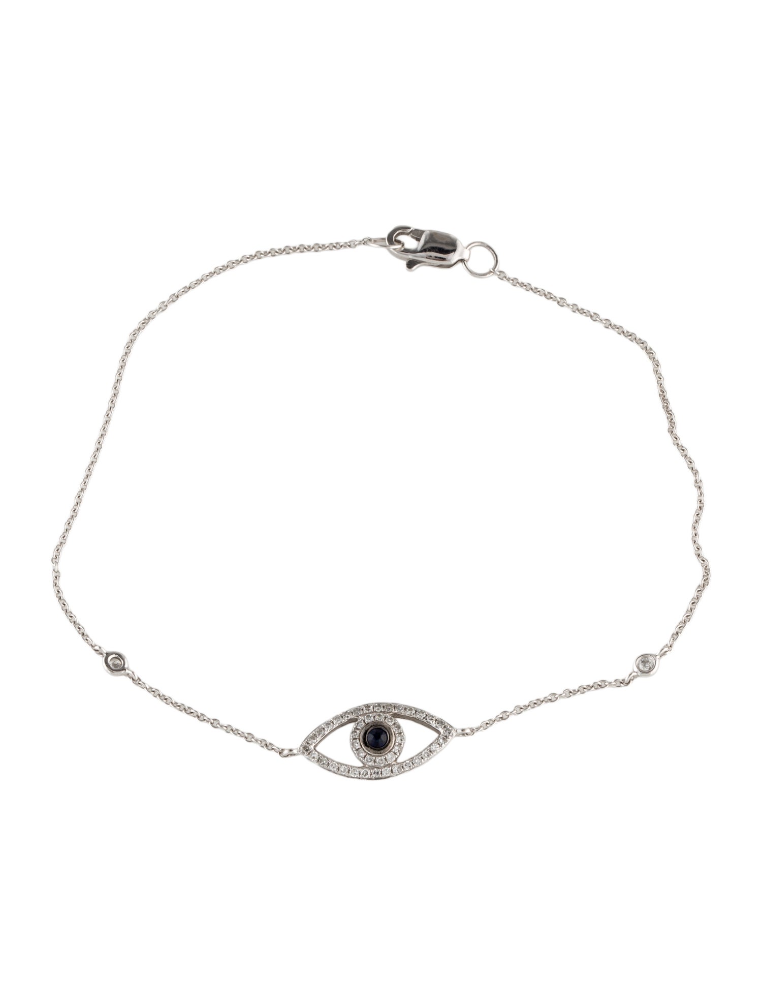 Bracelet 14K Sapphire & Diamond Evil Eye Station