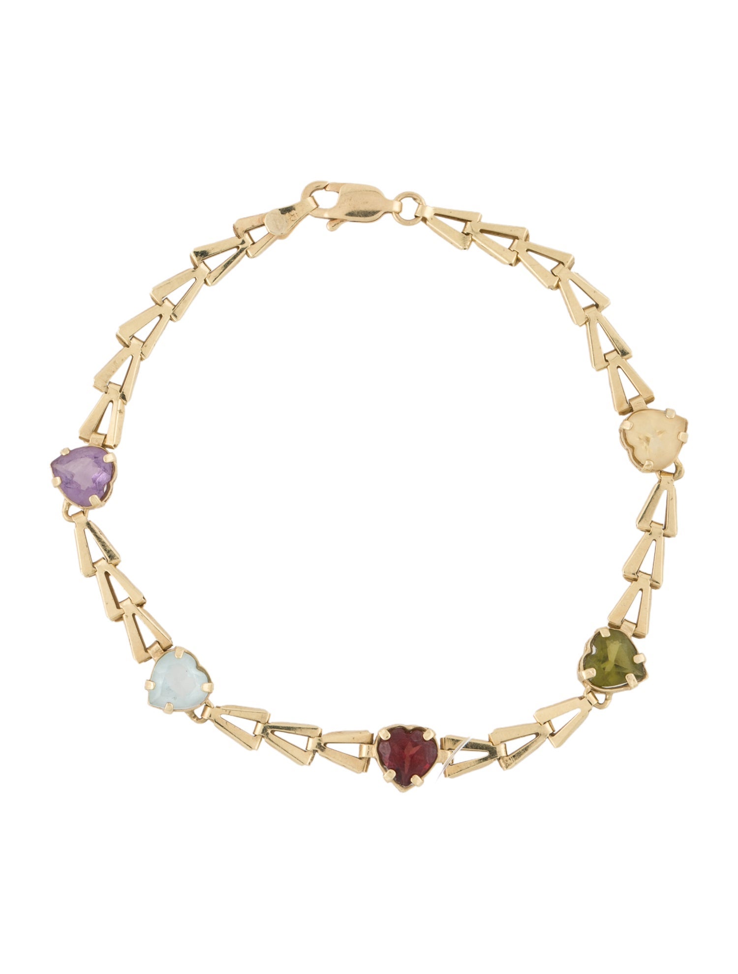 Bracelet 14K Multistone Heart Station