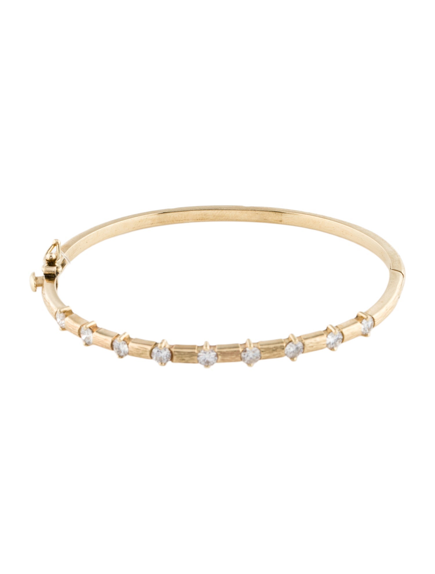 Bracelet 14K 1.17ctw Diamond Wood Textured Hinged Bangle