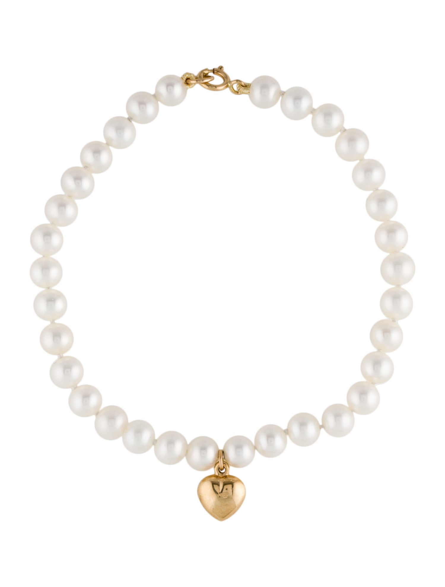 Bracelet 14K Pearl Heart Charm