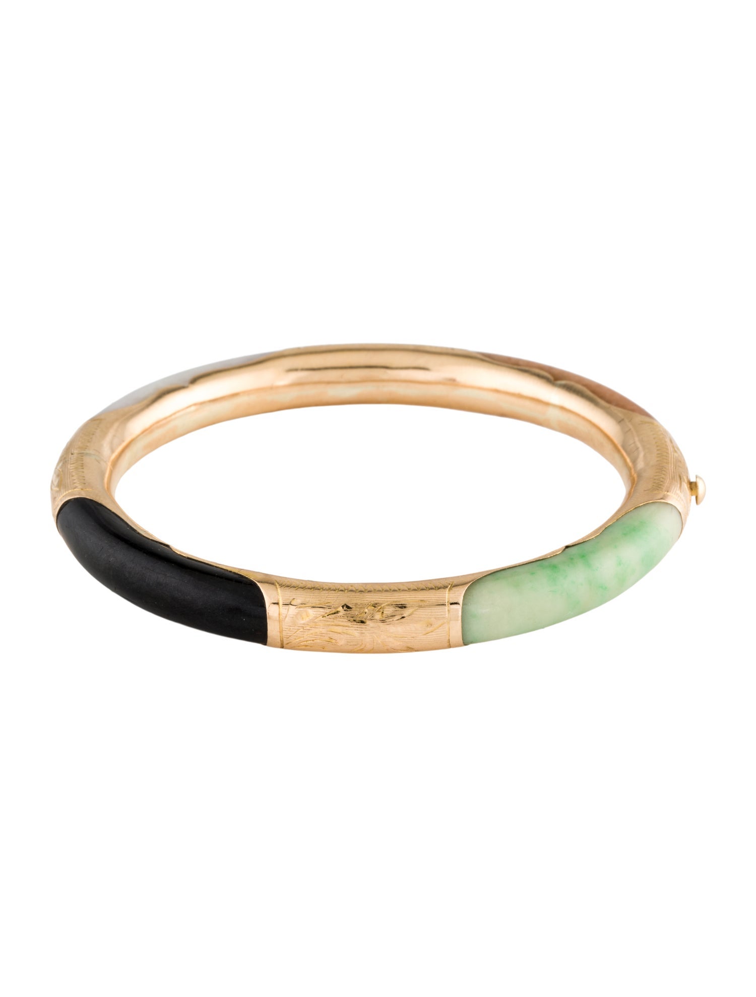 Bracelet 14K Dyed Jadeite, Jadeite & Nephrite Hinged Bangle