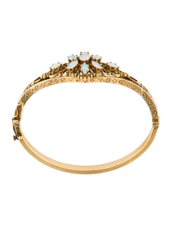 Bracelet 14K Opal Hinged Bangle Bracelet