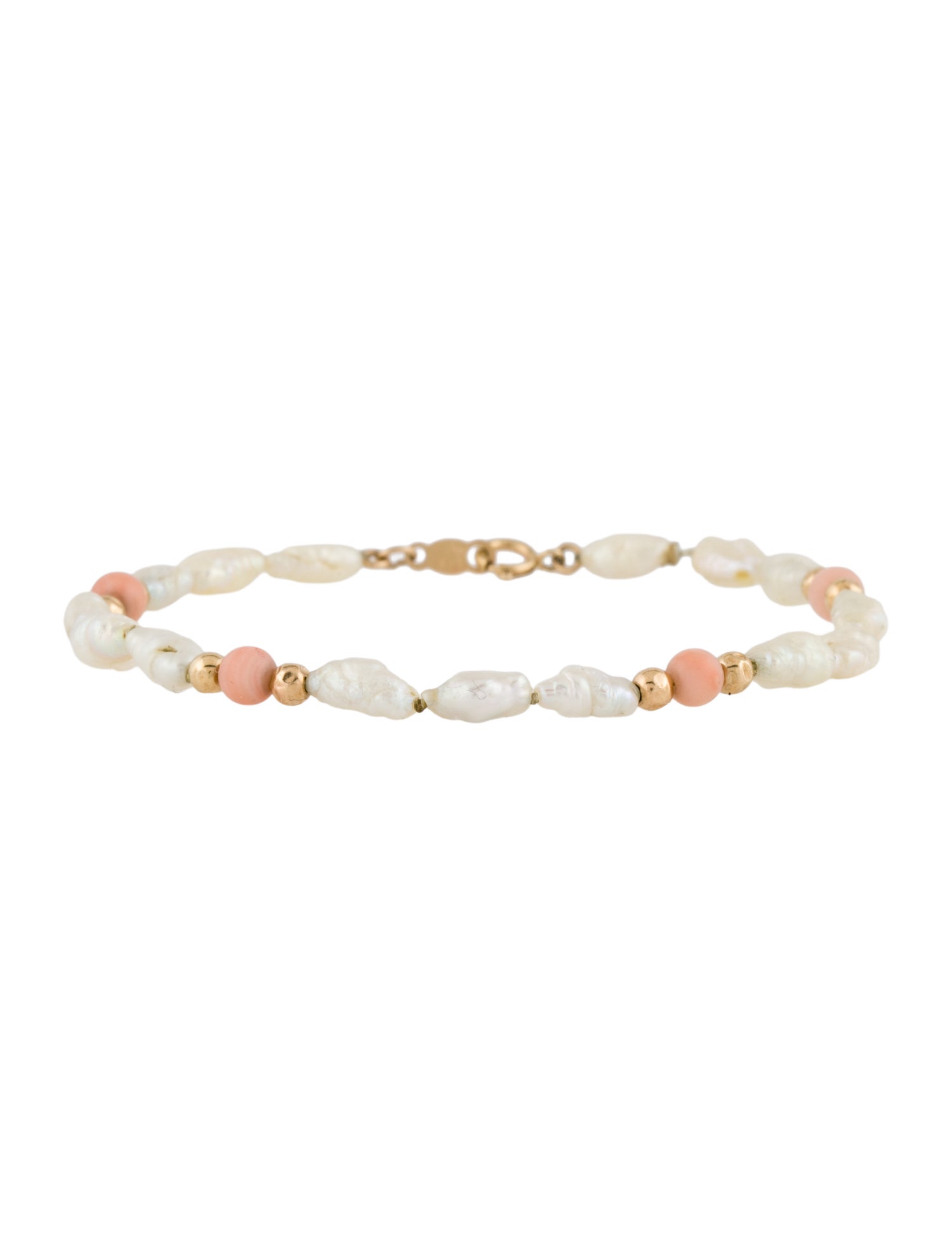 Bracelet 14K Pearl & Coral Bead