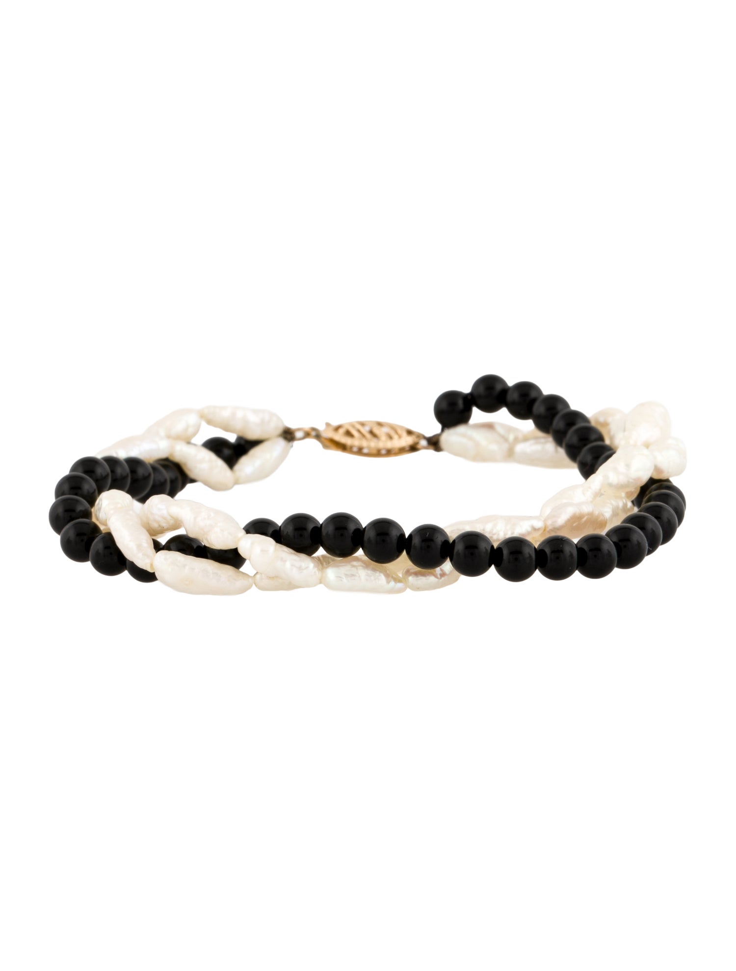 Bracelet 14k Onyx & Pearl Twisted Bracelet