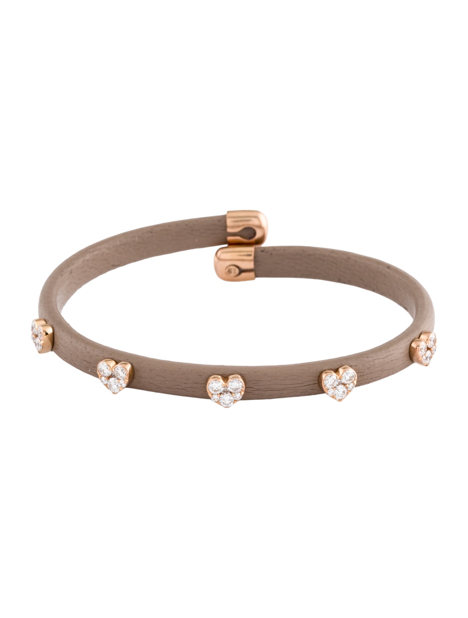 Bracelet 18K Leather & Diamond Heart