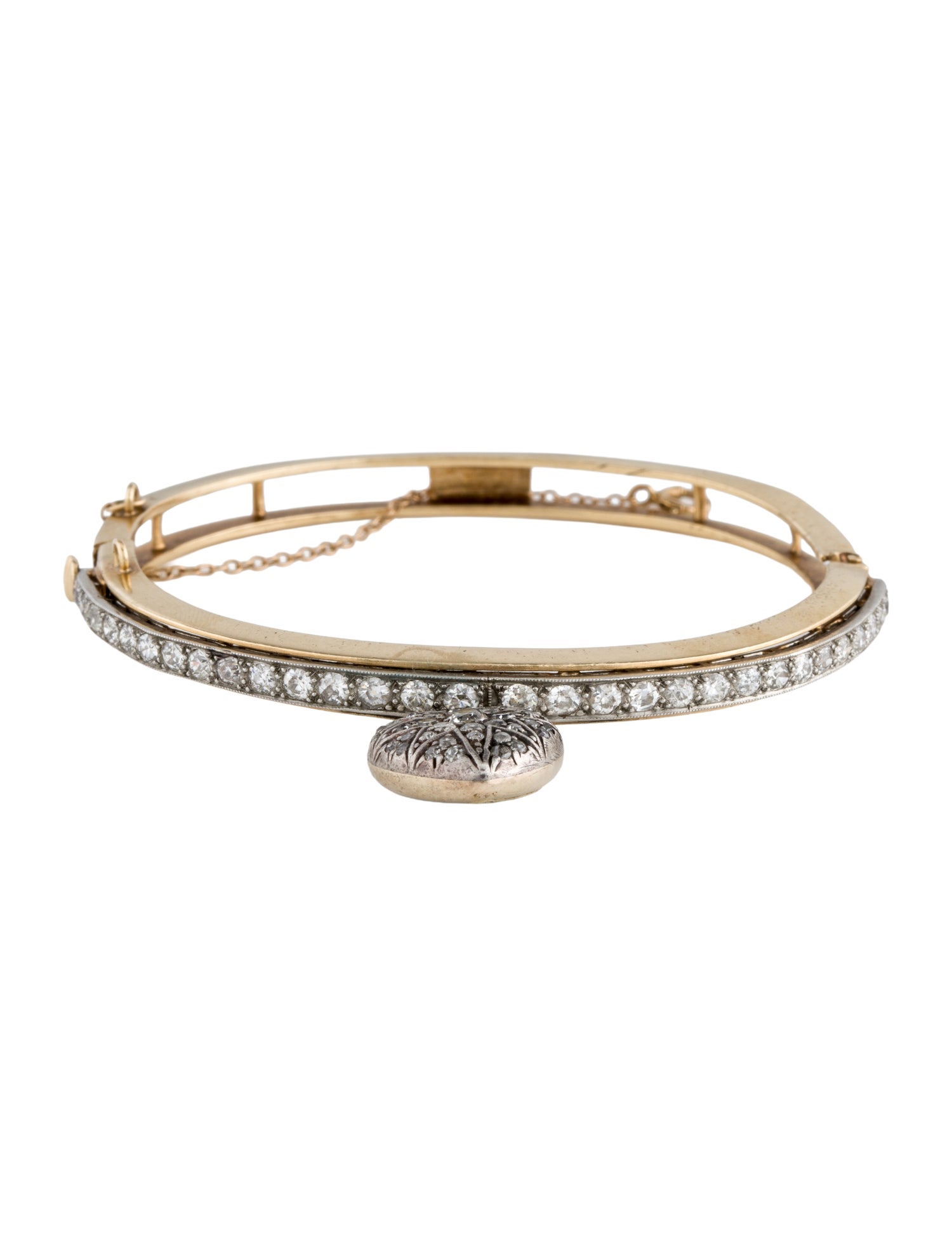 Bracelet Vintage 2.64ctw Diamond Heart Charm HInged Bangle