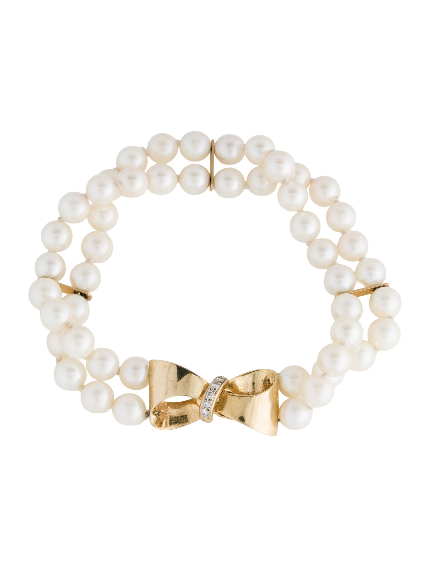 Bracelet 14K Pearl & Diamond Double Strand