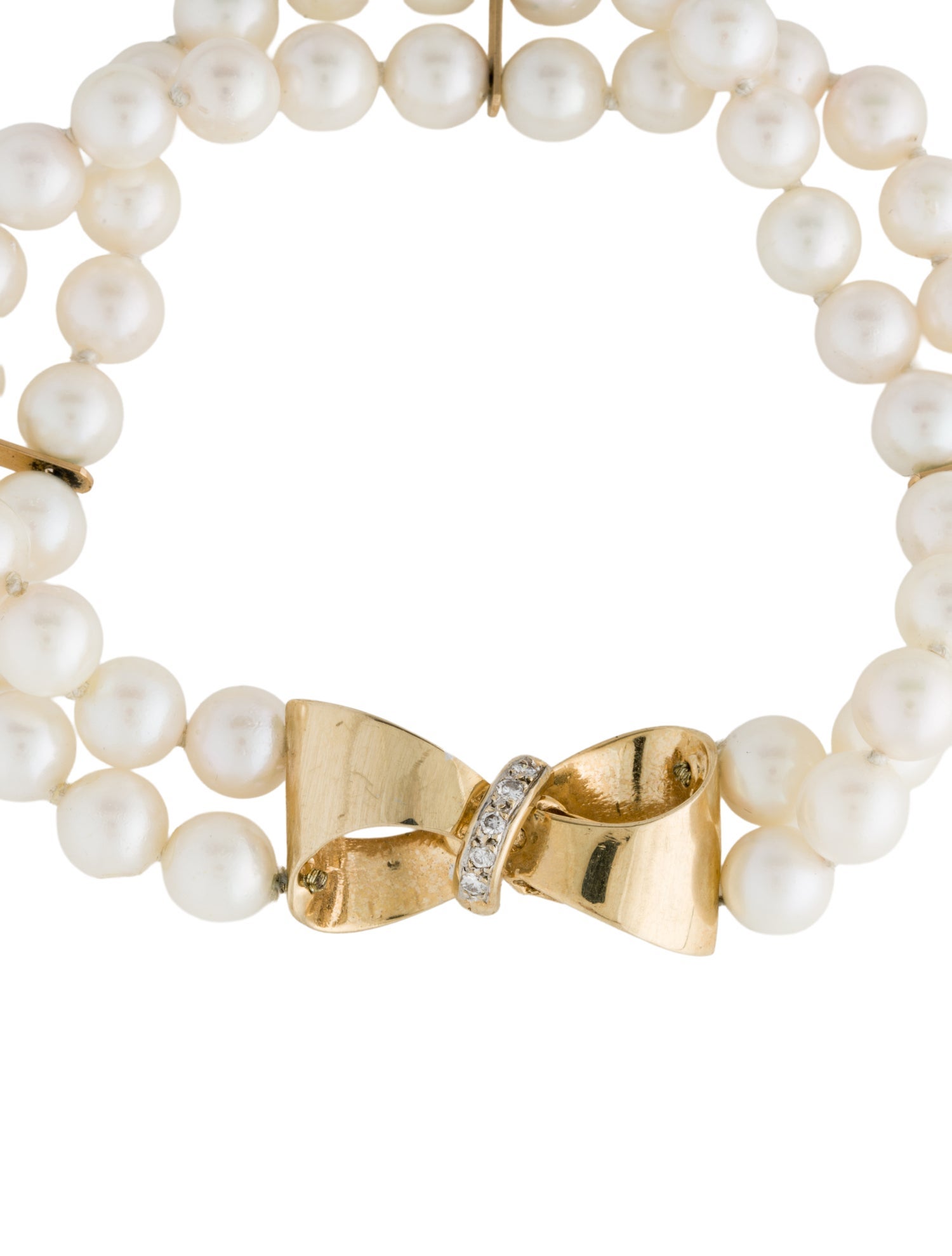 Bracelet 14K Pearl & Diamond Double Strand