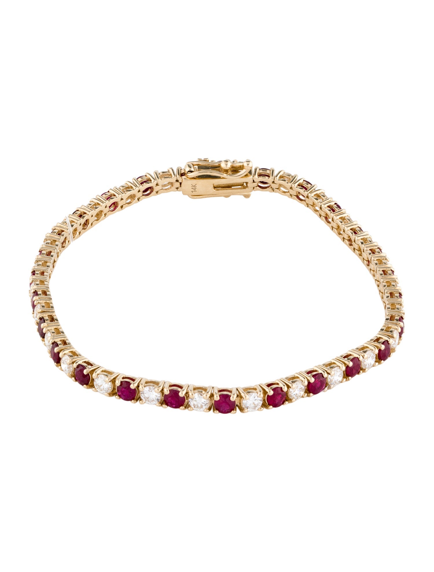 Bracelet 14K Diamond & Ruby Alternating Tennis