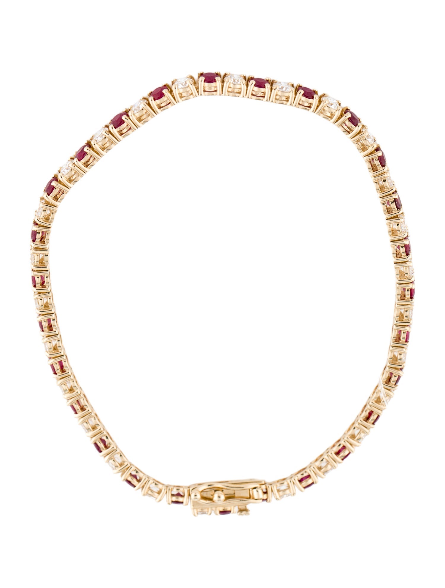 Bracelet 14K Diamond & Ruby Alternating Tennis
