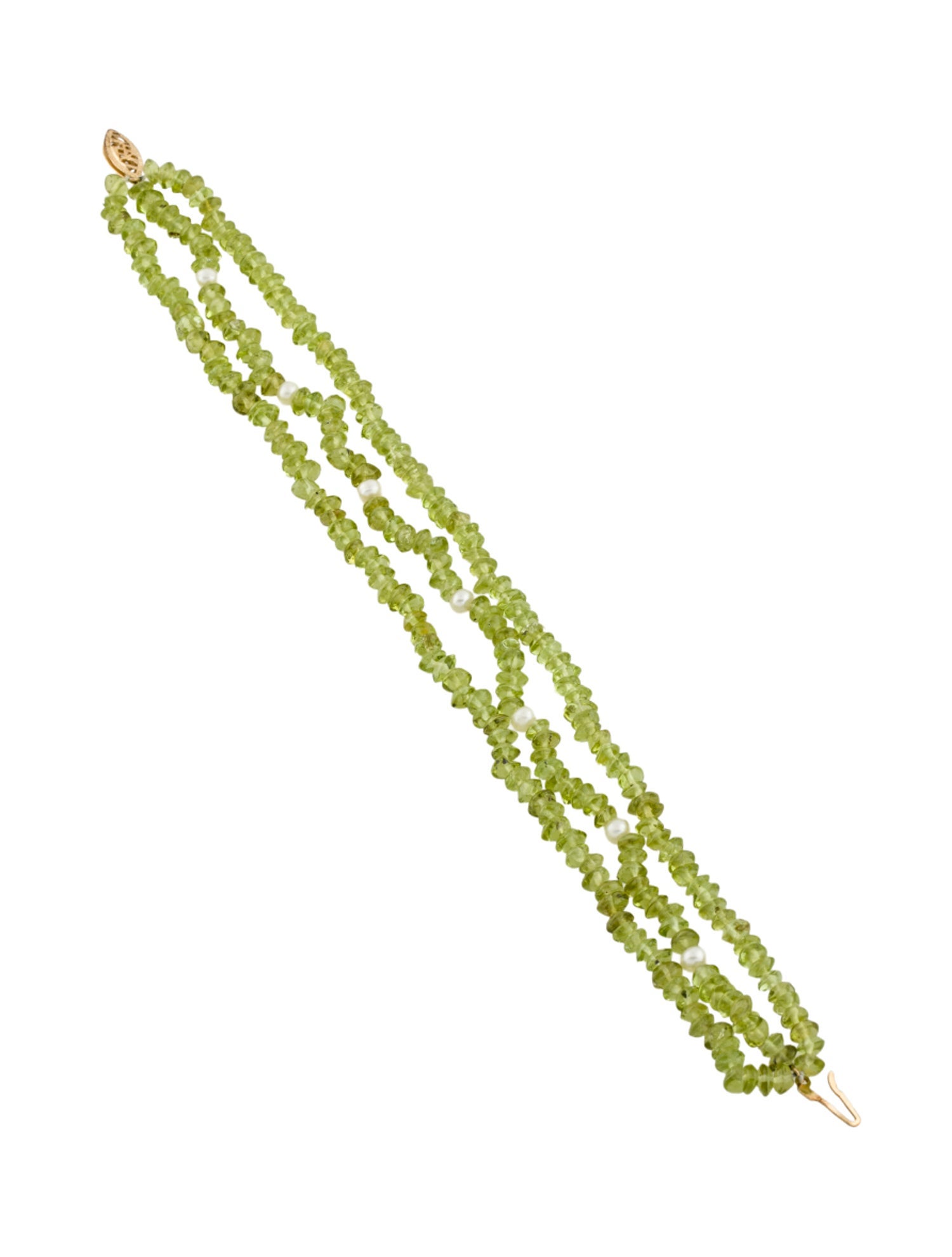 Bracelet 14K Pearl & Peridot Multistrand