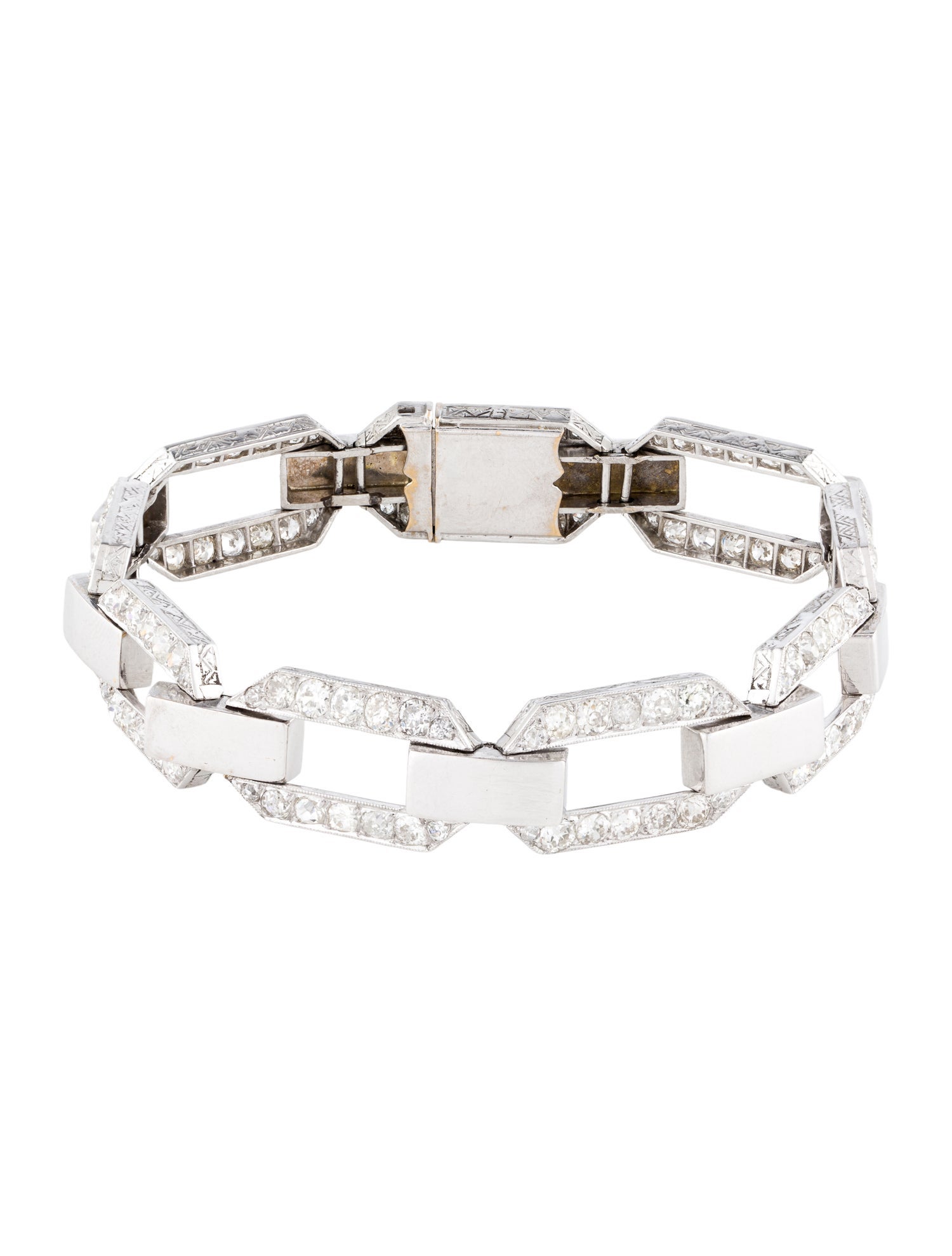 Bracelet Vintage Platinum Diamond Link Bracelet