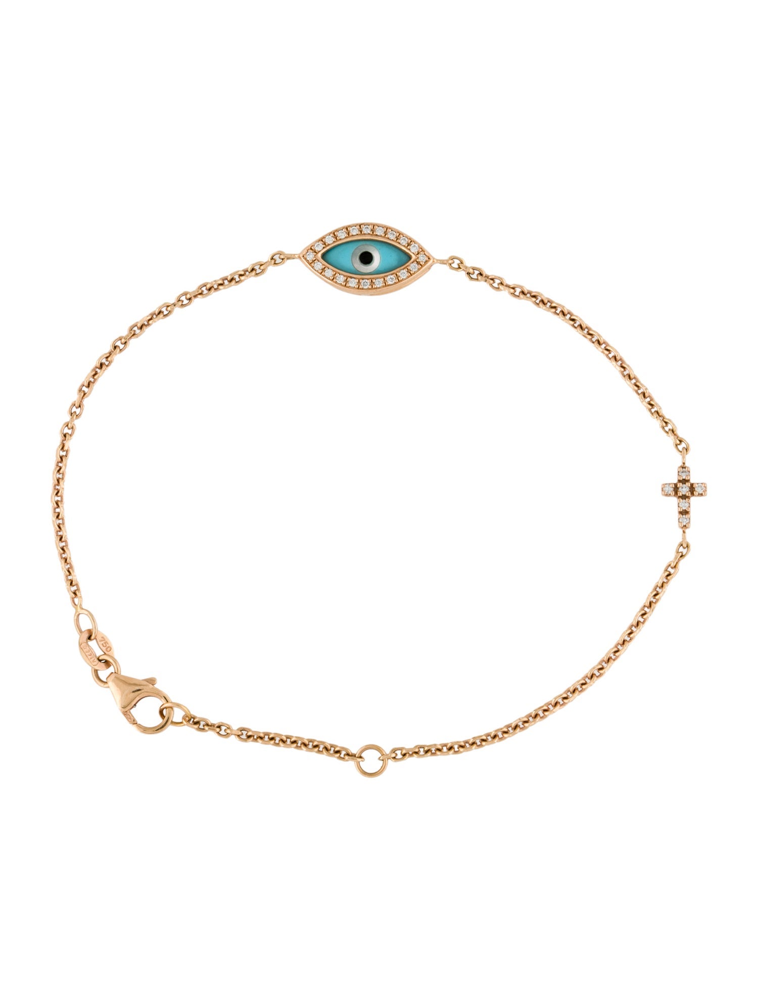 Bracelet Poniros 18K Mother of Pearl, Resin & Diamond Evil Eye Station