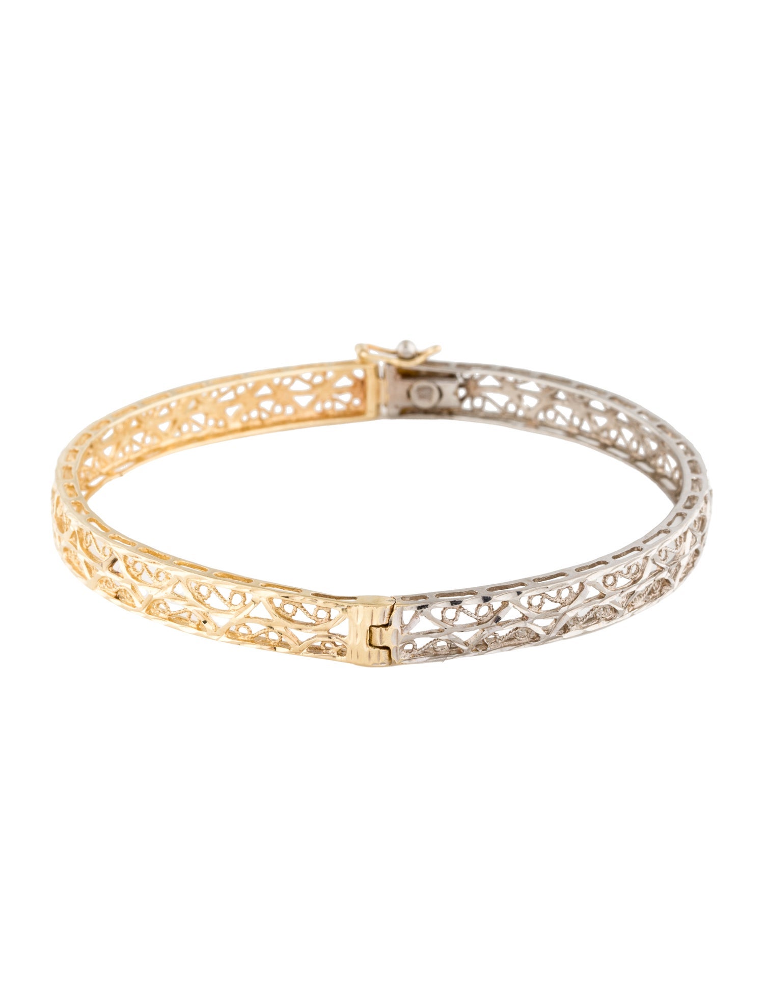 Bracelet 14K Two-Tone Filigree Bangle