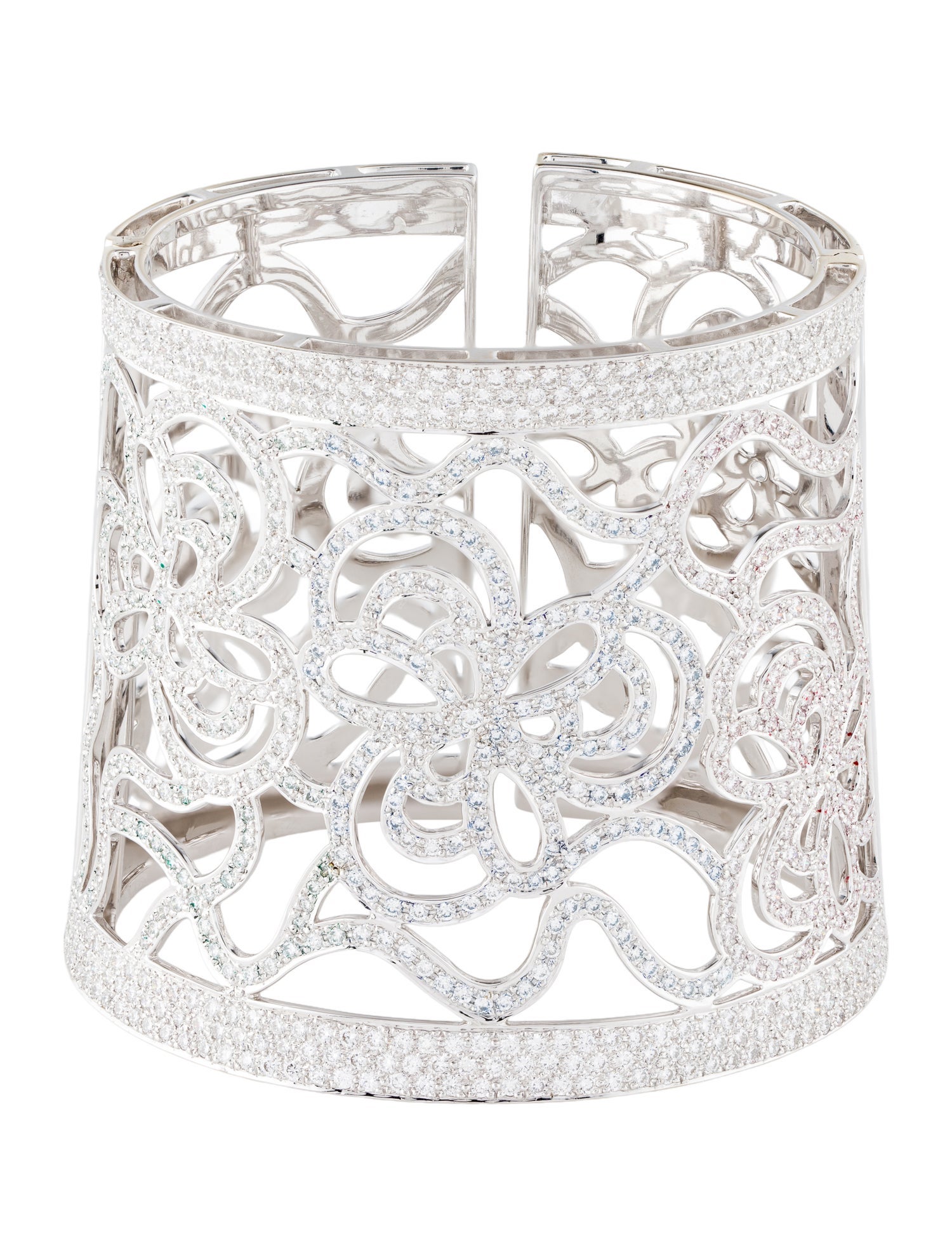 Bracelet 18K 8.00ctw Diamond Hinged Cuff Bangle