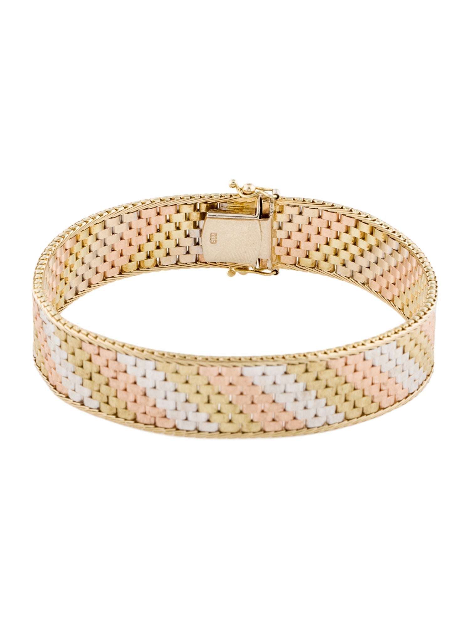 Bracelet 14K Tri-Tone Wide Mesh