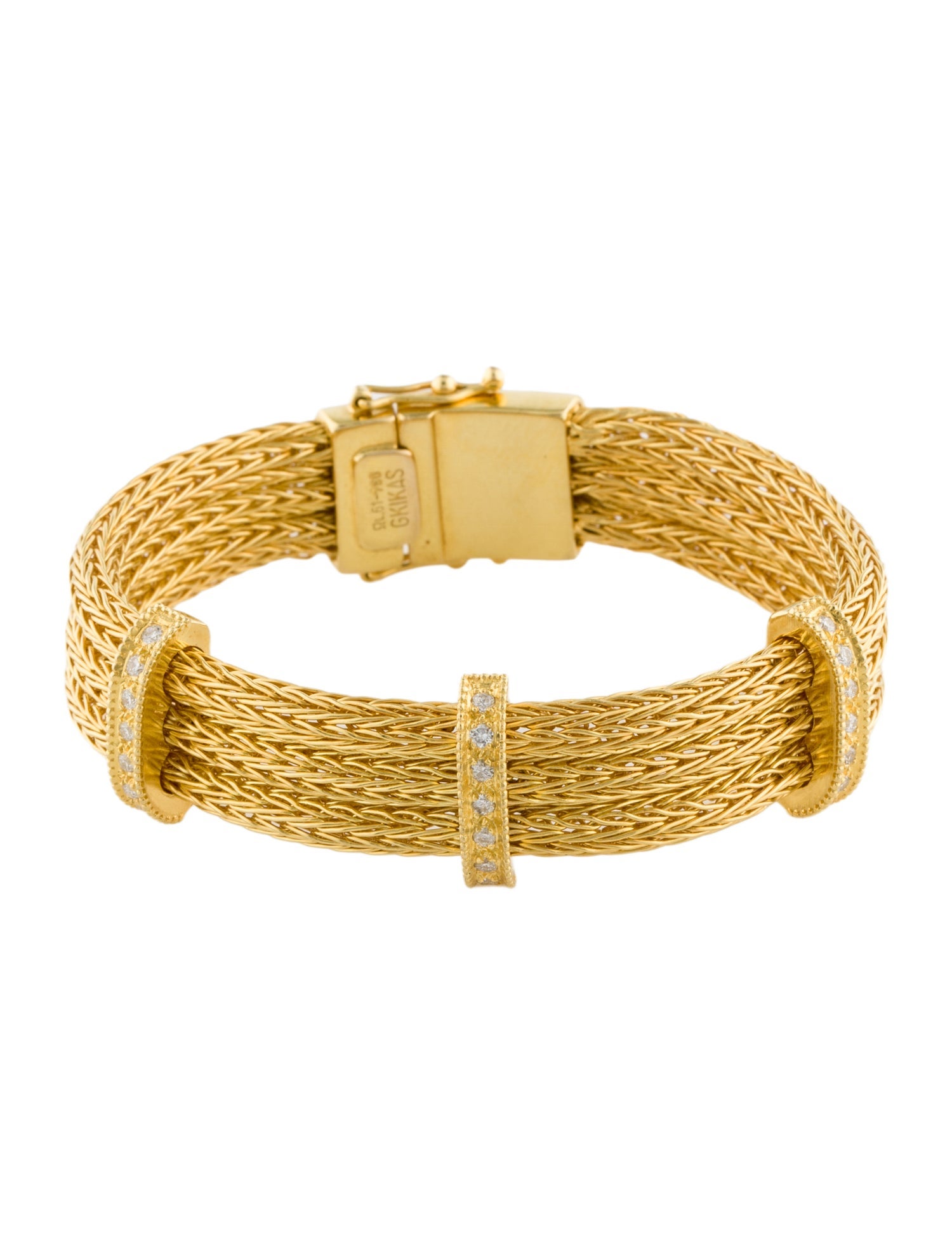 Bracelet 18K Diamond Triple Strand Woven Three Station