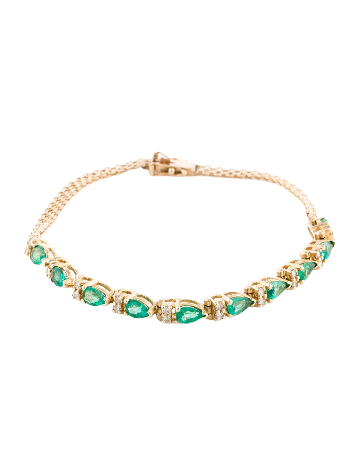 Bracelet 14K 2.90ctw Emerald & Diamond Woven Link