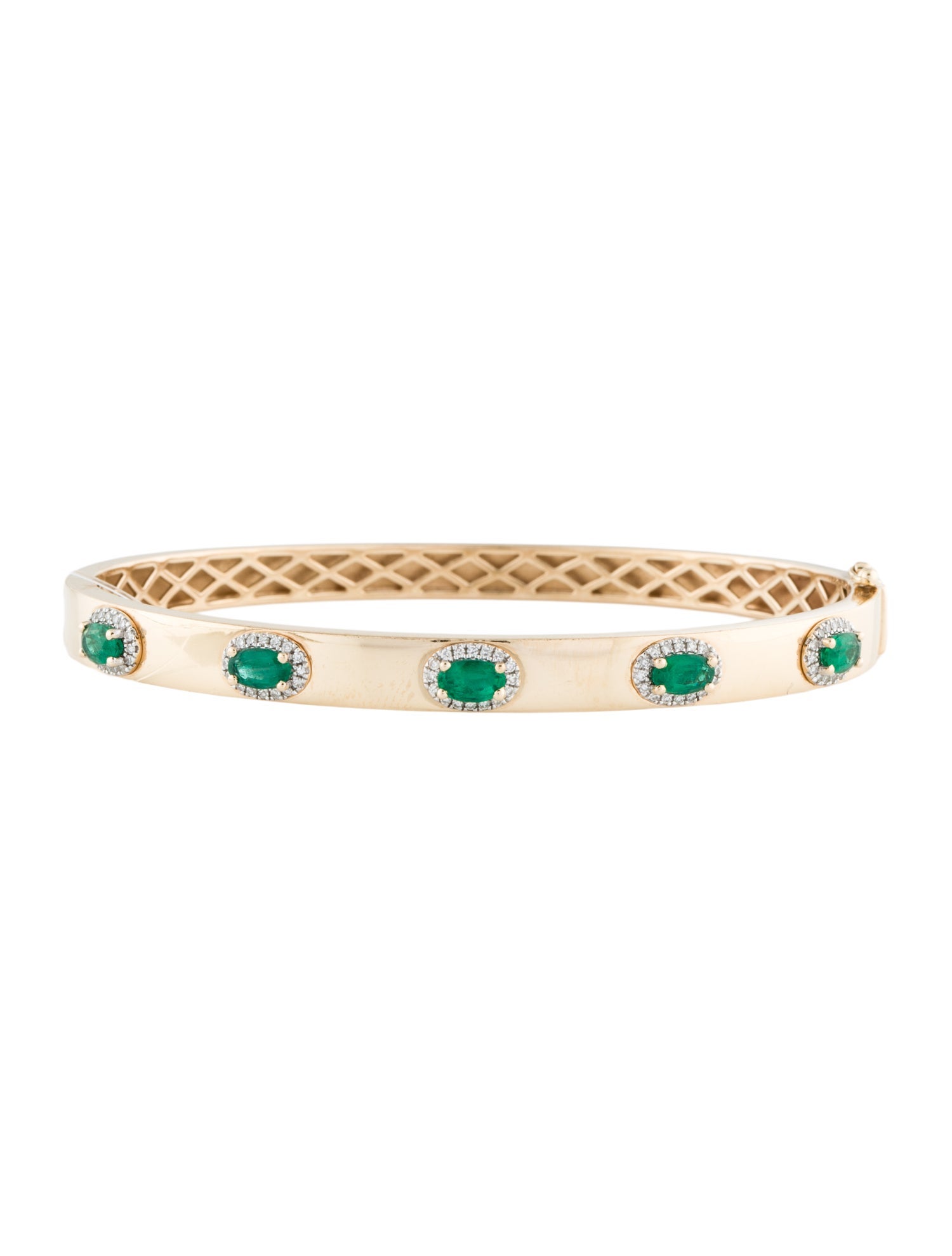 Bracelet 14K Emerald & Diamond Hinged Bangle