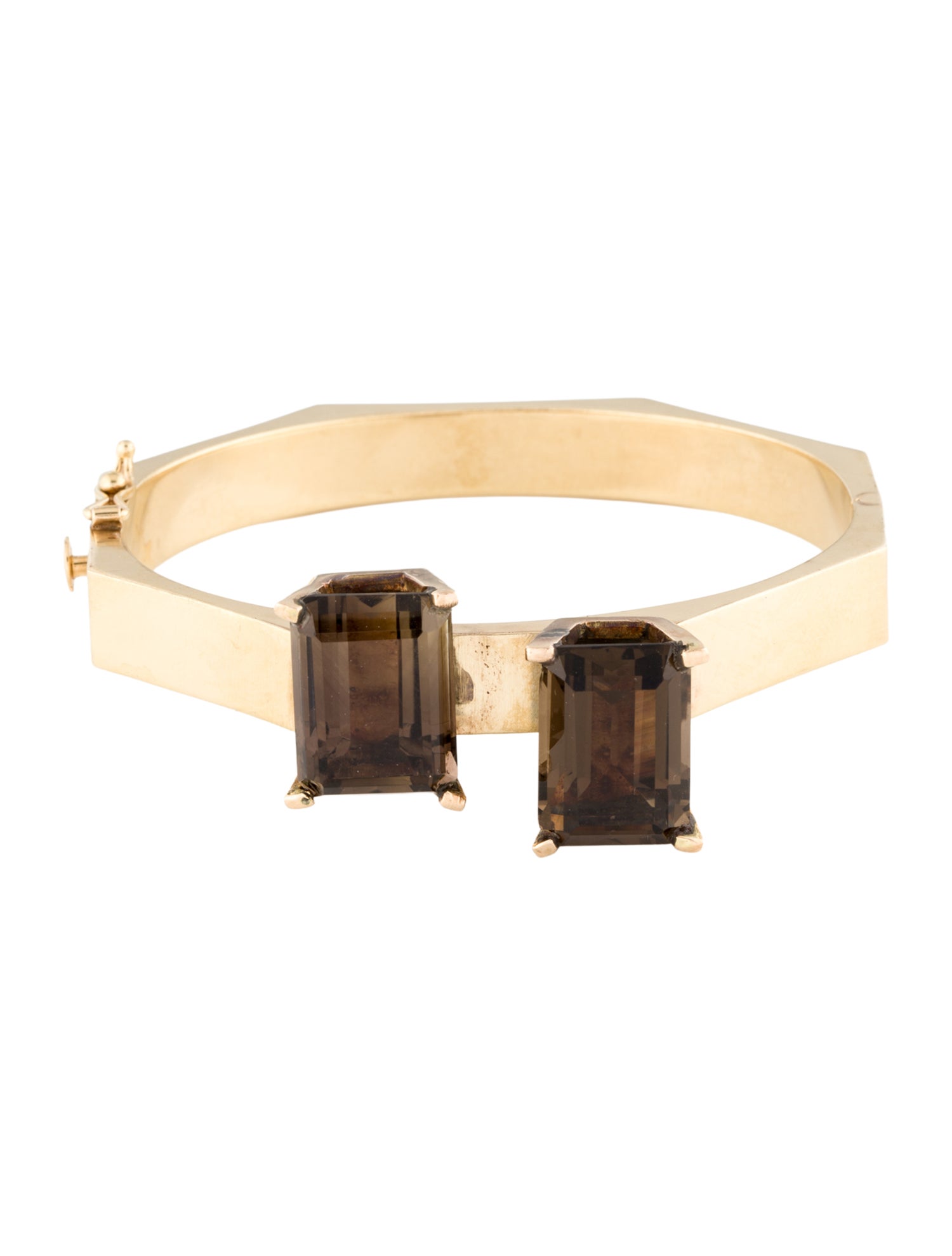 Bracelet 14K Smoky Quartz Hinged Bangle